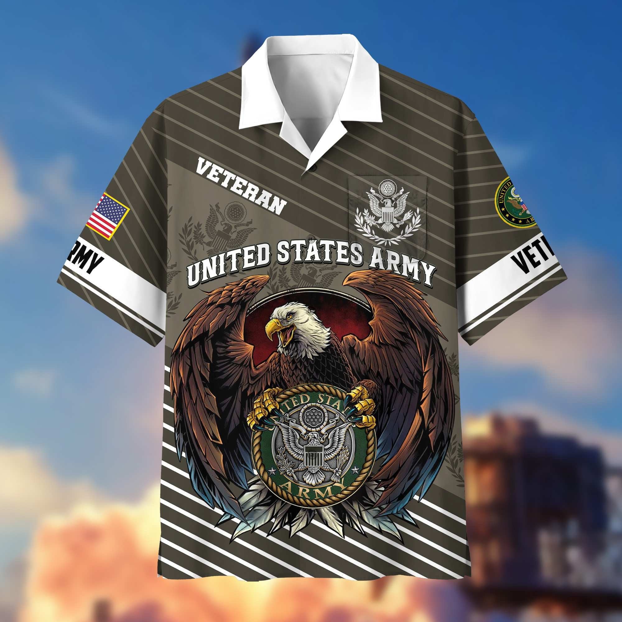 Premium US Veterans Hawaiian Shirt With Pocket, Gifts For Independence Day, Father's Day, Veterans Day, Gifts For Dad, Gifts For Husband Veteran BPVC250702