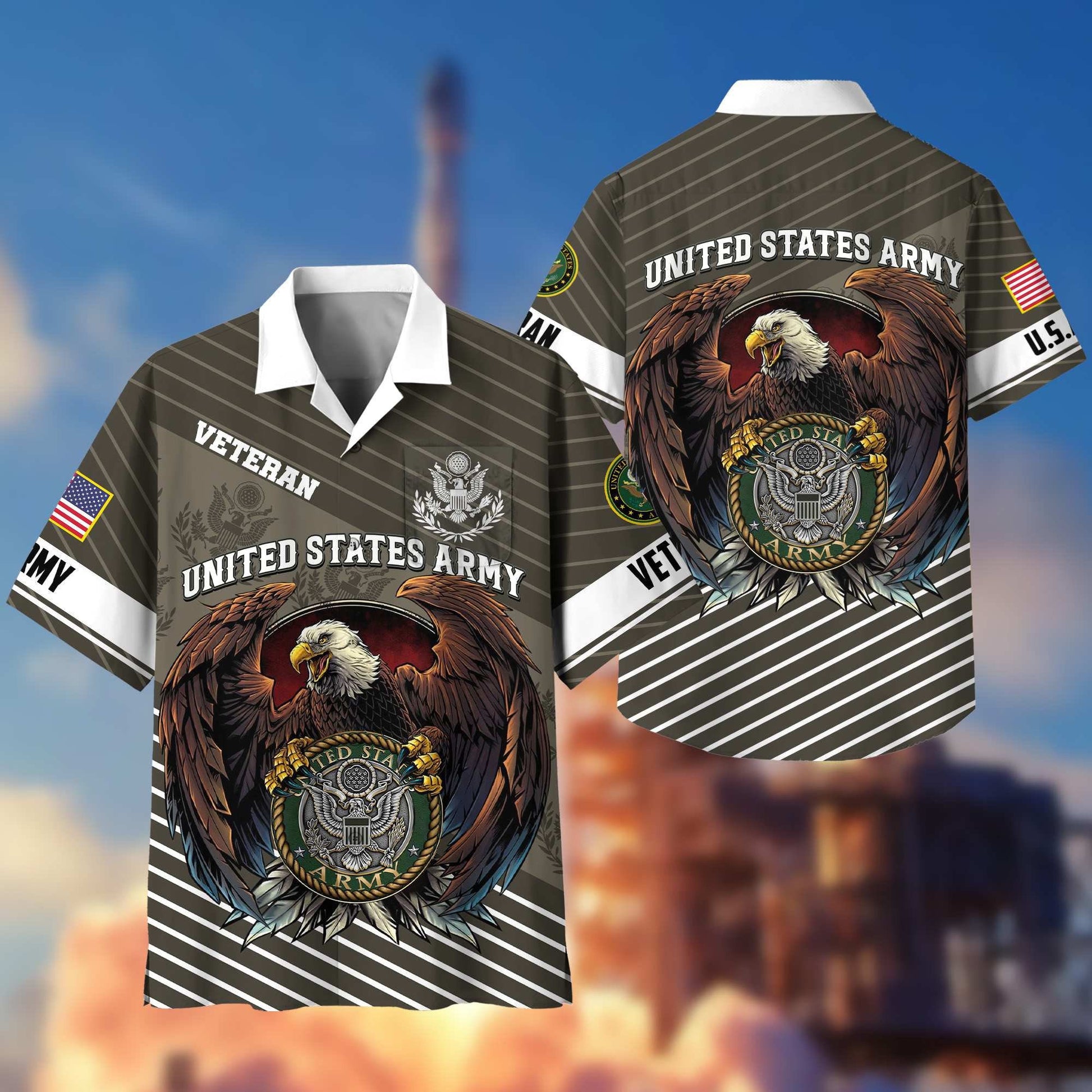 Premium US Veterans Hawaiian Shirt With Pocket, Gifts For Independence Day, Father's Day, Veterans Day, Gifts For Dad, Gifts For Husband Veteran BPVC250702