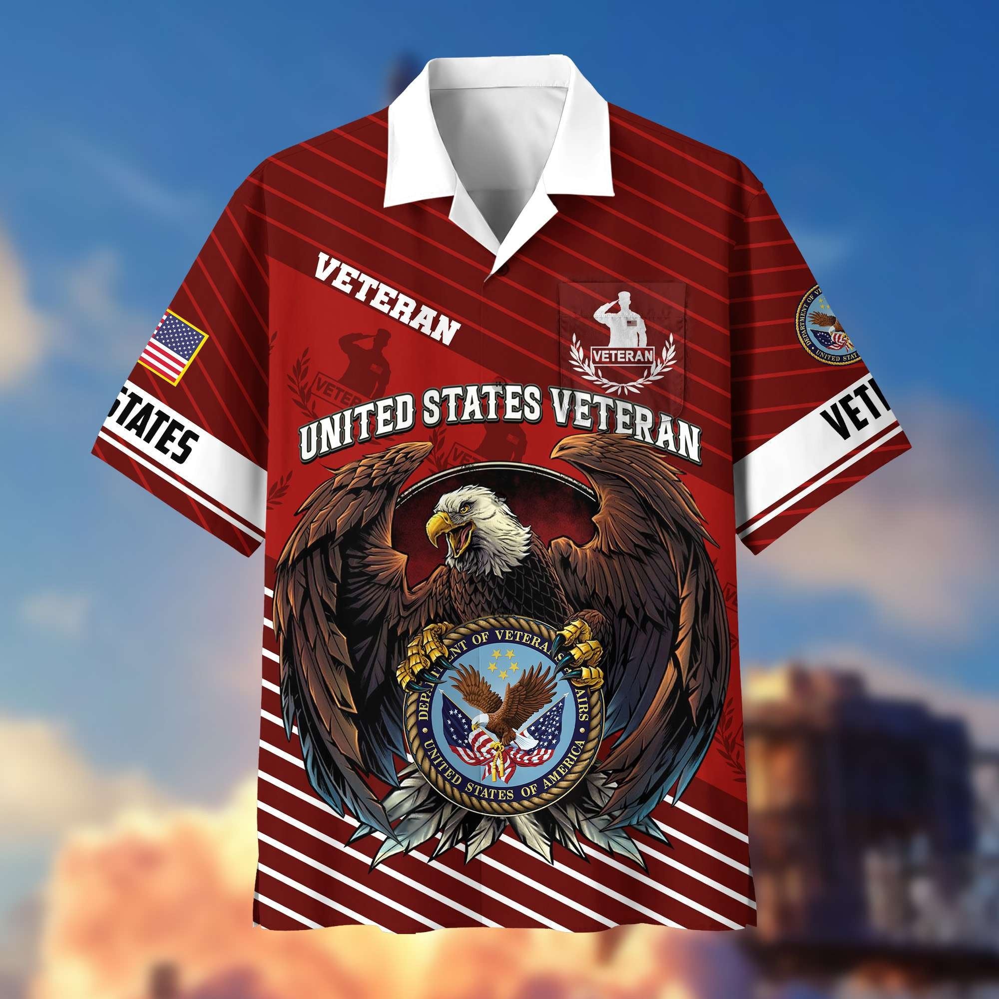 Premium US Veterans Hawaiian Shirt With Pocket, Gifts For Independence Day, Father's Day, Veterans Day, Gifts For Dad, Gifts For Husband Veteran BPVC250702