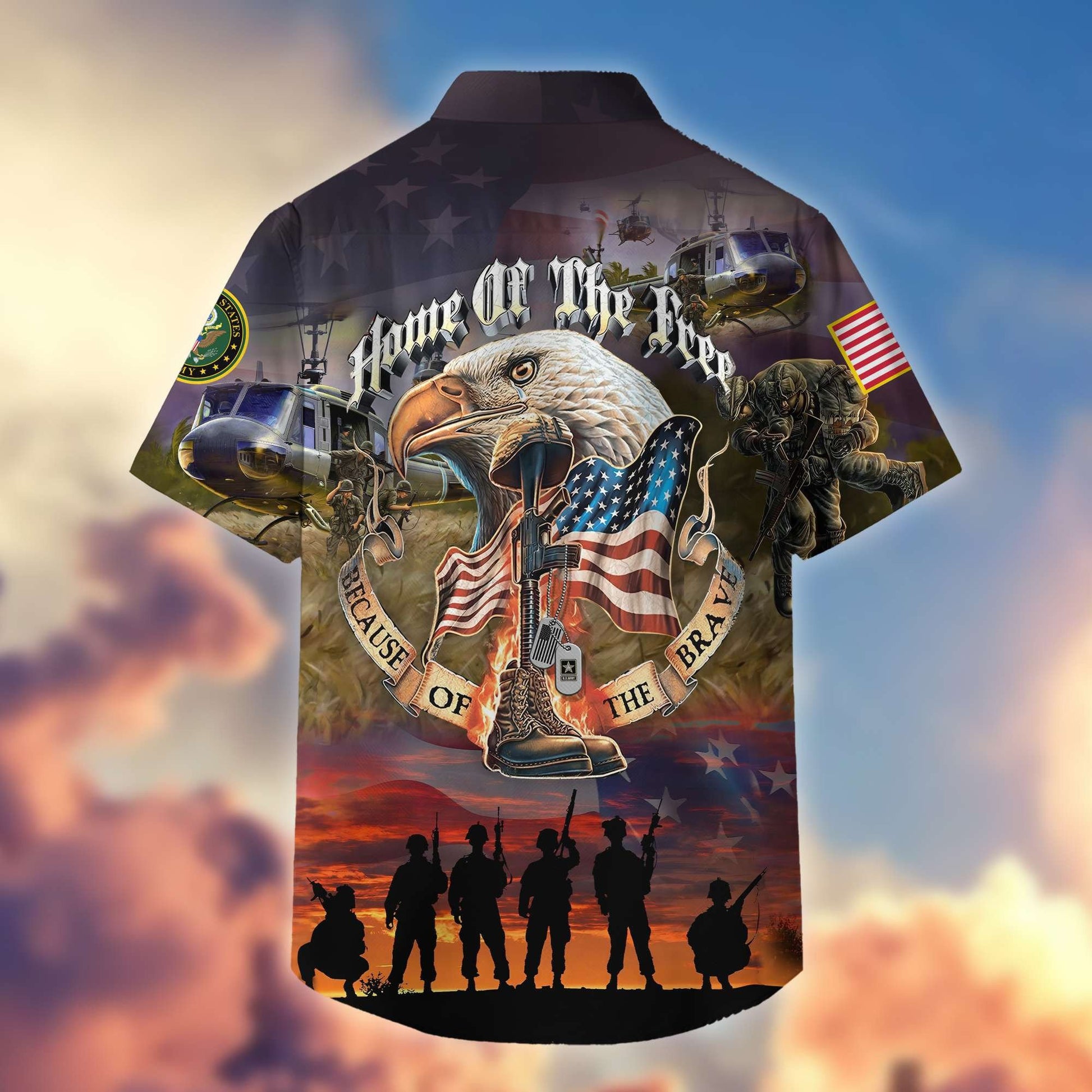Premium Home Of The Free Because Of The Brave US Veterans Hawaiian Shirt, Gifts For Dad, Gifts For Husband Veteran BPVC250701