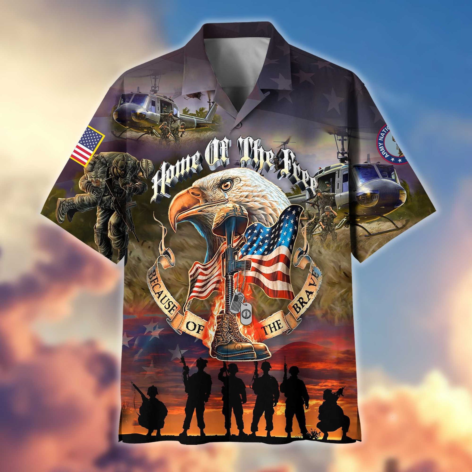 Premium Home Of The Free Because Of The Brave US Veterans Hawaiian Shirt, Gifts For Dad, Gifts For Husband Veteran BPVC250701