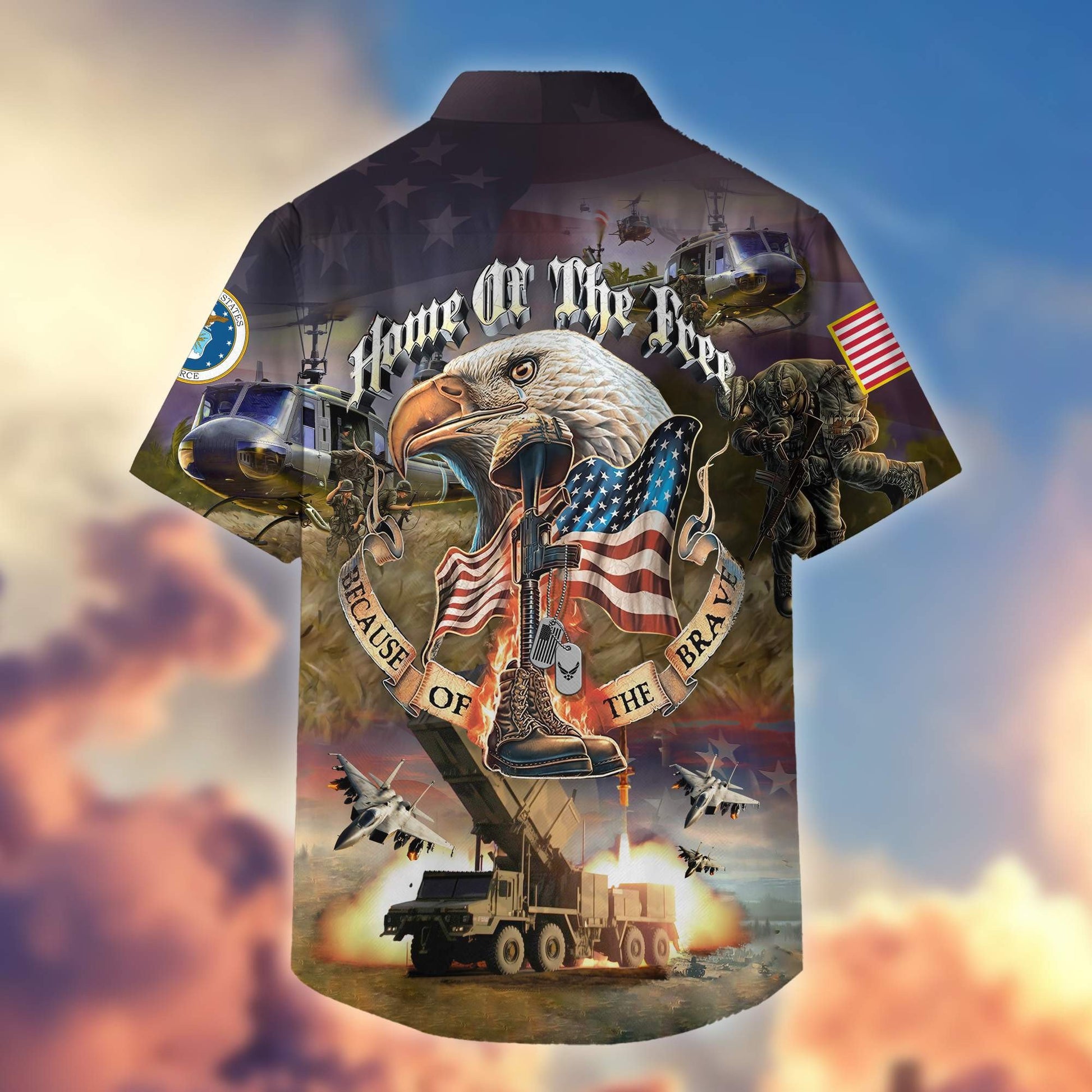 Premium Home Of The Free Because Of The Brave US Veterans Hawaiian Shirt, Gifts For Dad, Gifts For Husband Veteran BPVC250701