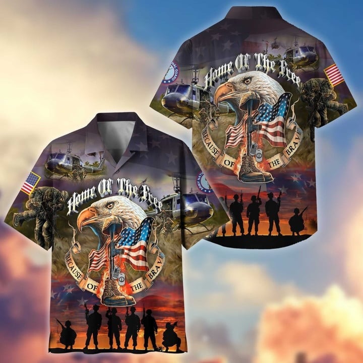 Premium Home Of The Free Because Of The Brave US Veterans Hawaiian Shirt, Gifts For Dad, Gifts For Husband Veteran BPVC250701