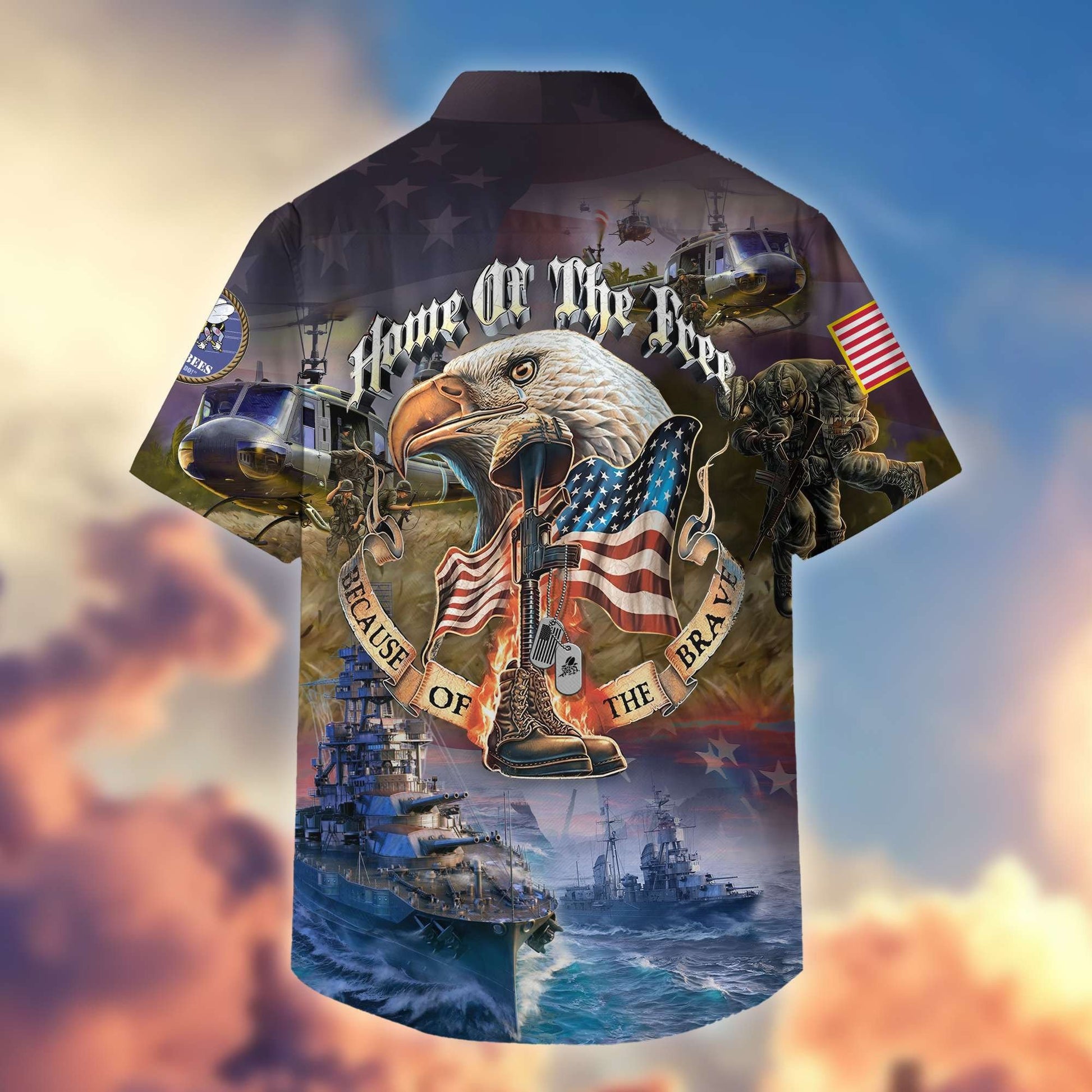 Premium Home Of The Free Because Of The Brave US Veterans Hawaiian Shirt, Gifts For Dad, Gifts For Husband Veteran BPVC250701