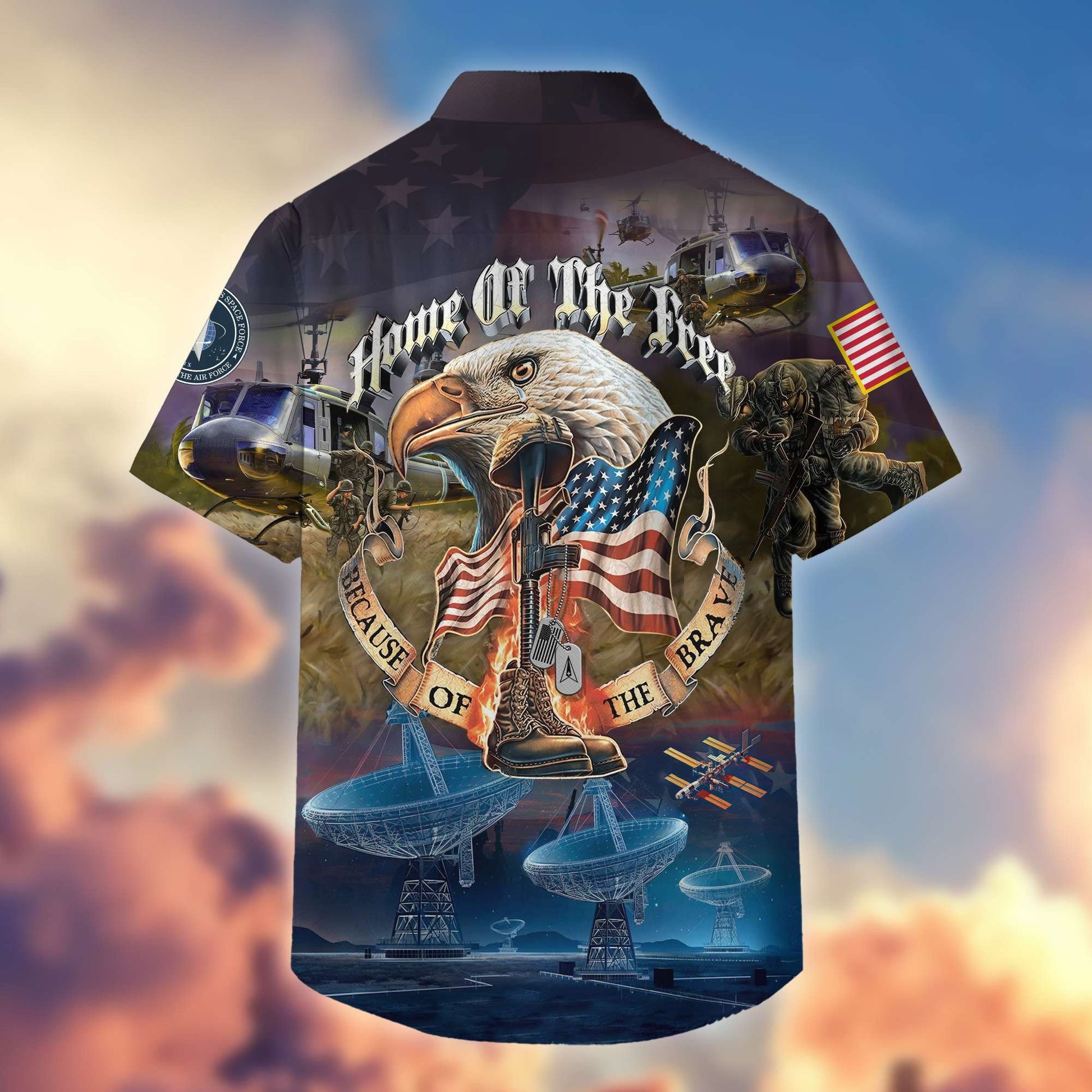Premium Home Of The Free Because Of The Brave US Veterans Hawaiian Shirt, Gifts For Dad, Gifts For Husband Veteran BPVC250701