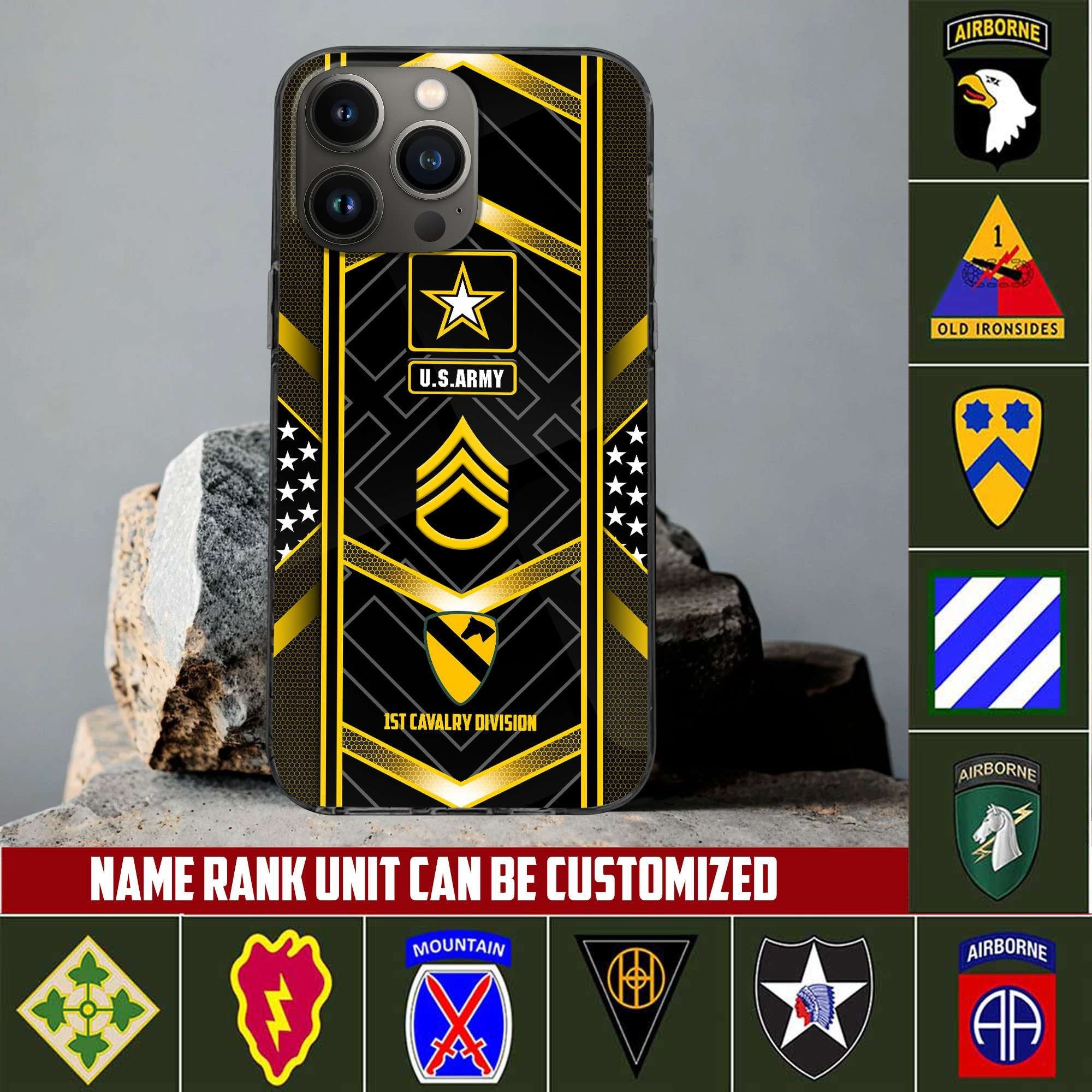Premium Custom Name, Rank, Unit US Army Veteran Phone Case, Gifts For Dad, For Husband, Gifts For US Army Veteran VPVC500001