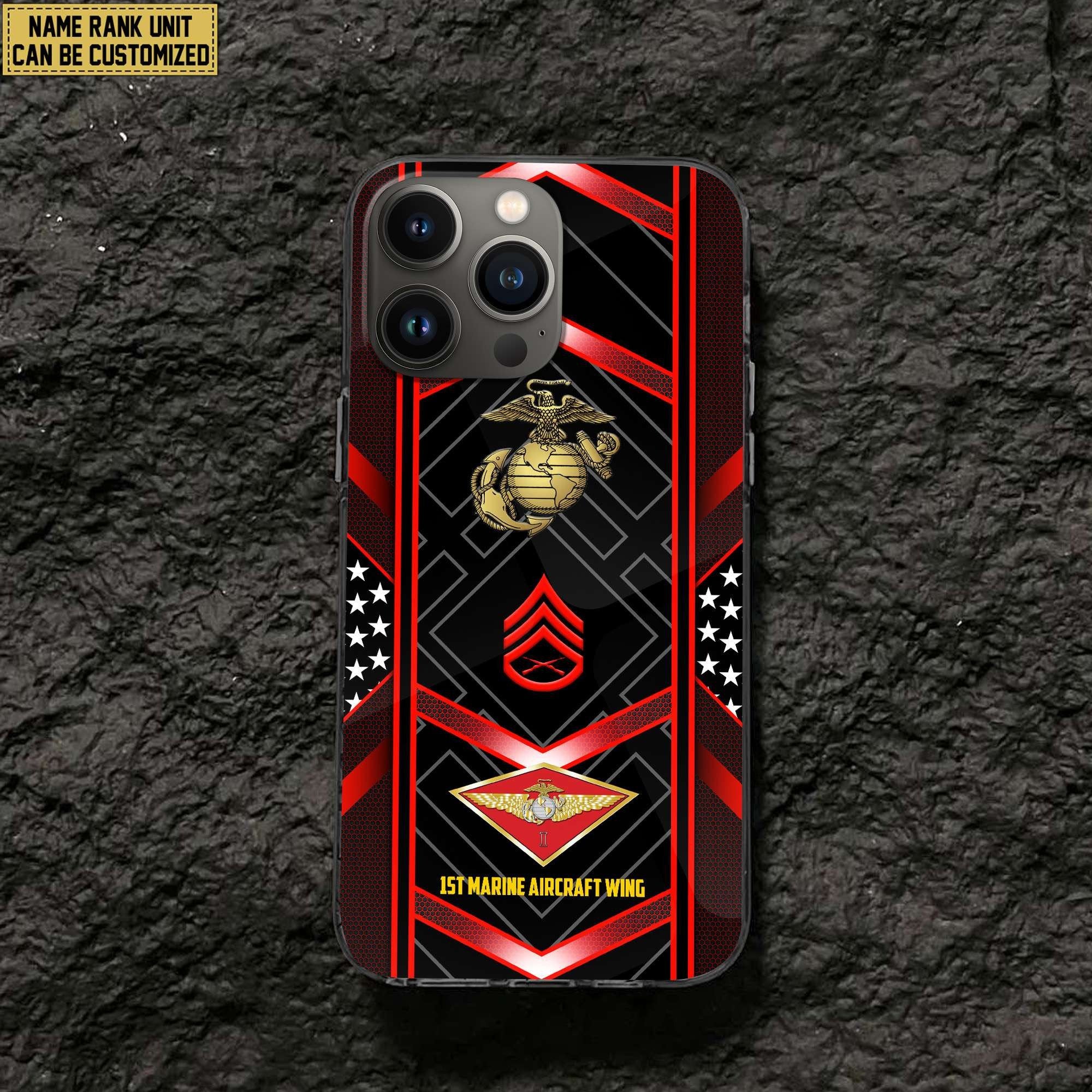 Premium Custom Name, Rank, Unit USMC Veteran Phone Case, Gifts For Dad, For Husband, Gifts For Marine Veteran VPVC500003
