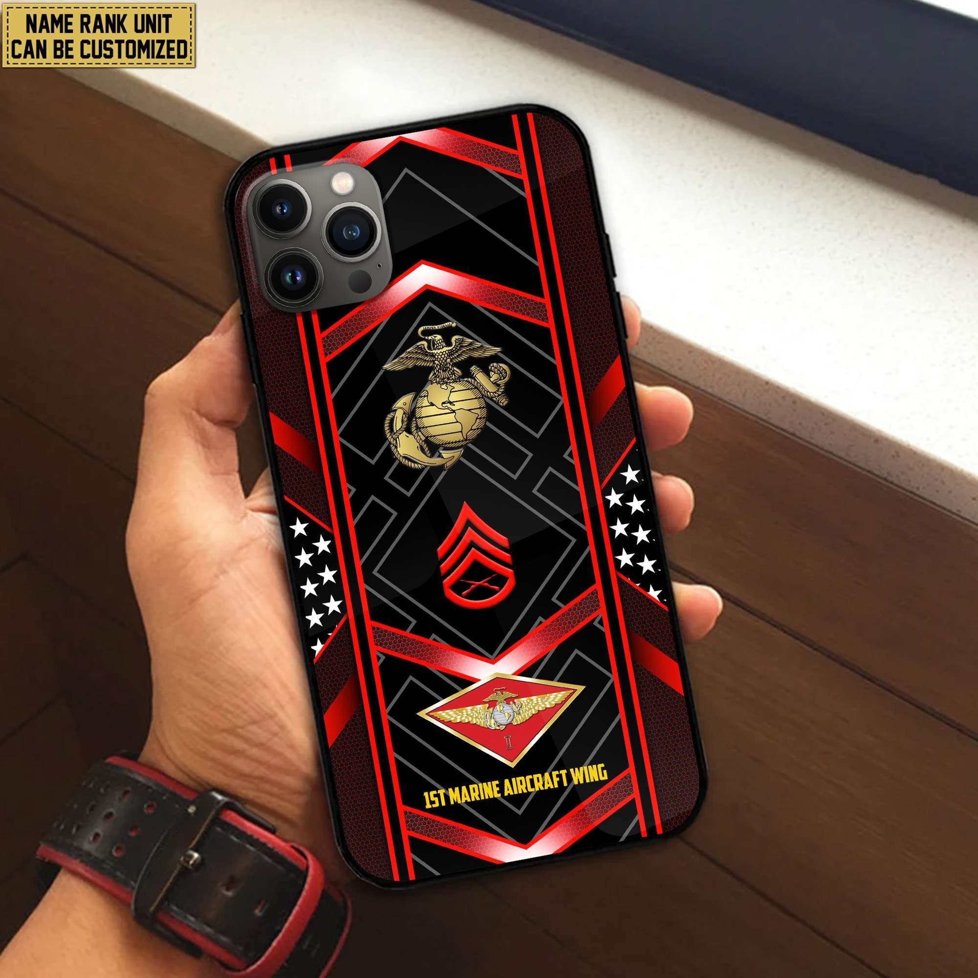 Premium Custom Name, Rank, Unit USMC Veteran Phone Case, Gifts For Dad, For Husband, Gifts For Marine Veteran VPVC500003