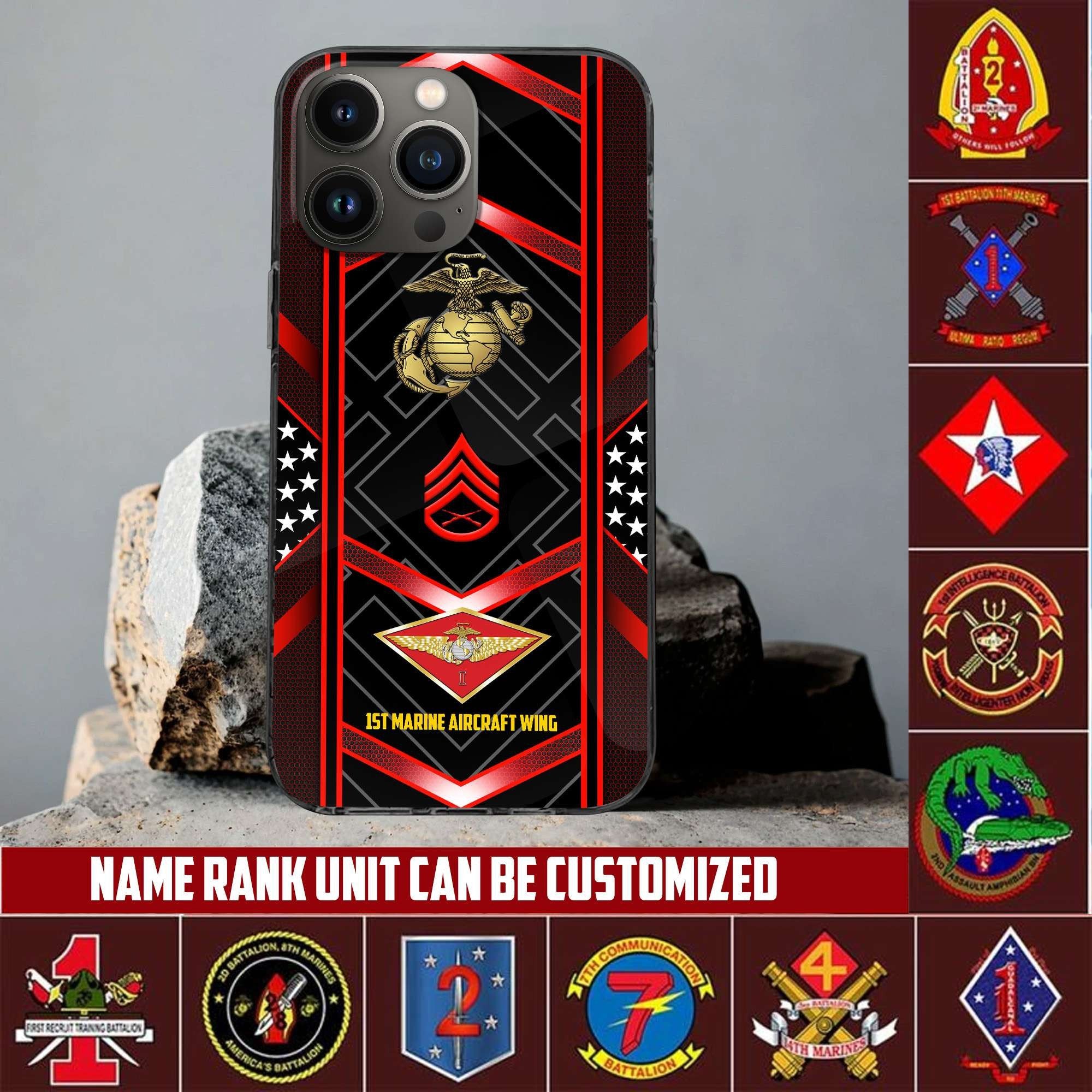 Premium Custom Name, Rank, Unit USMC Veteran Phone Case, Gifts For Dad, For Husband, Gifts For Marine Veteran VPVC500003