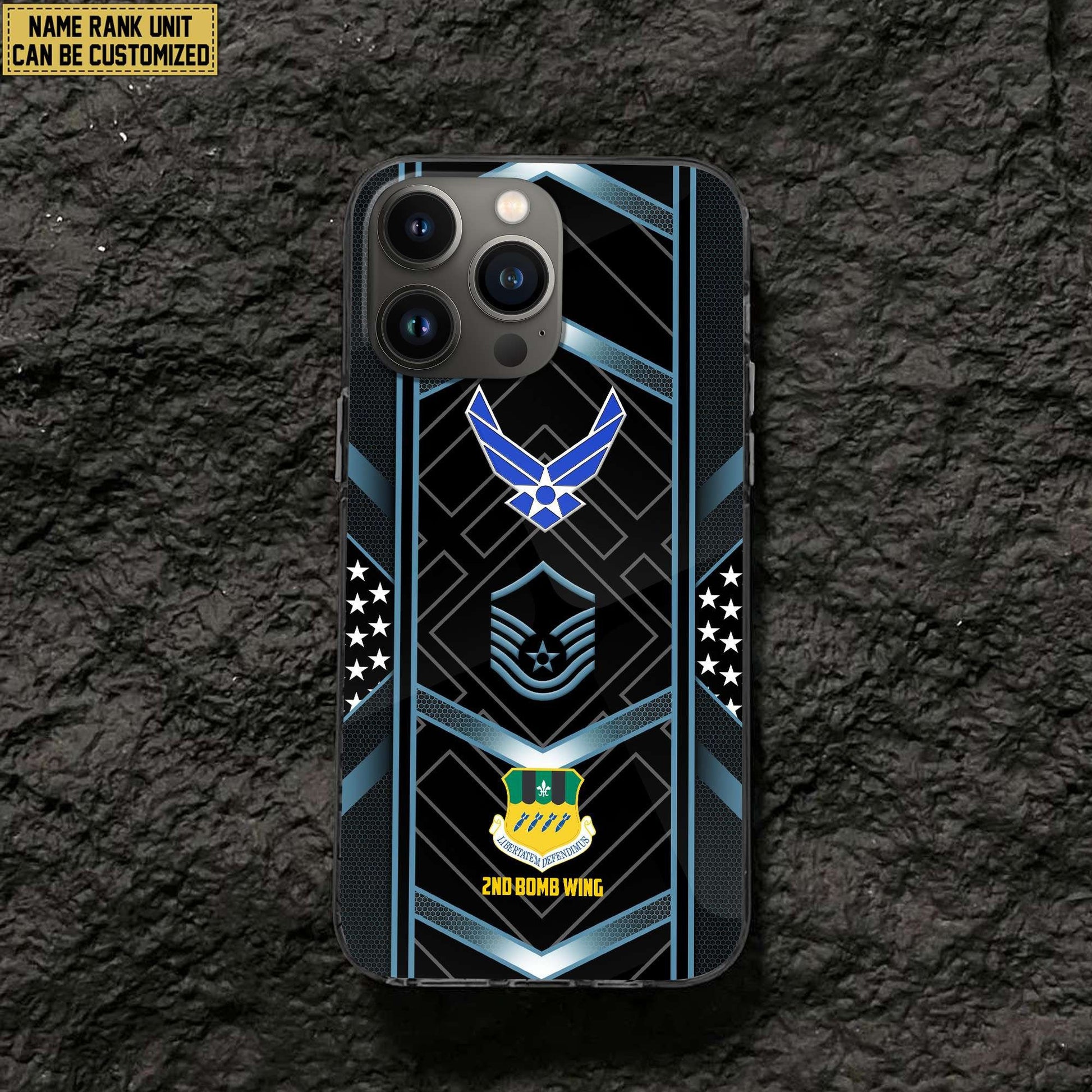 Premium Custom Name, Rank, Unit USAF Veteran Phone Case, Gifts For Dad, For Husband, Gifts For Air Force Veteran VPVC500004