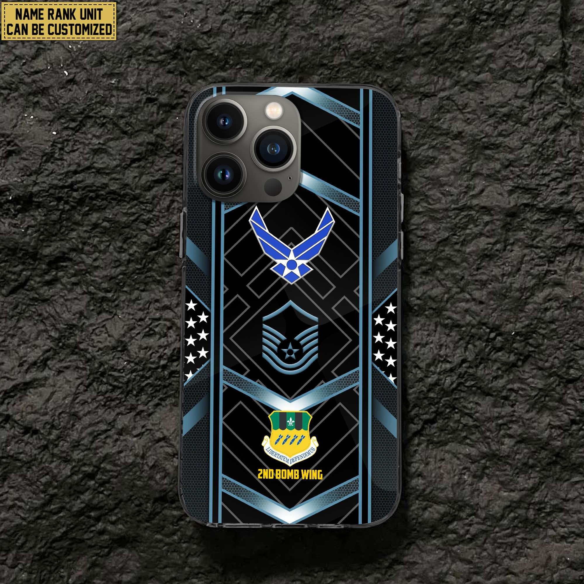 Premium Custom Name, Rank, Unit USAF Veteran Phone Case, Gifts For Dad, For Husband, Gifts For Air Force Veteran VPVC500004