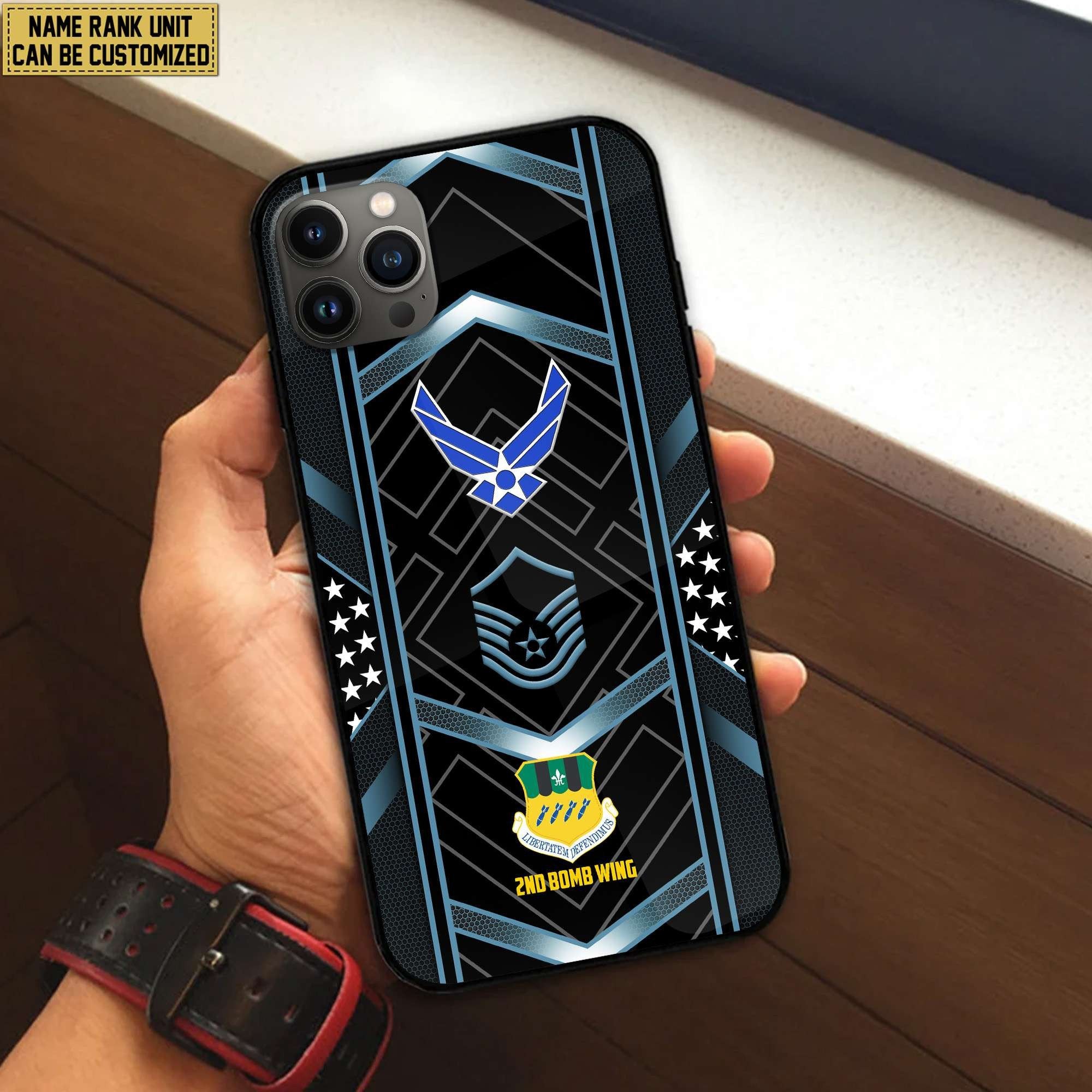 Premium Custom Name, Rank, Unit USAF Veteran Phone Case, Gifts For Dad, For Husband, Gifts For Air Force Veteran VPVC500004