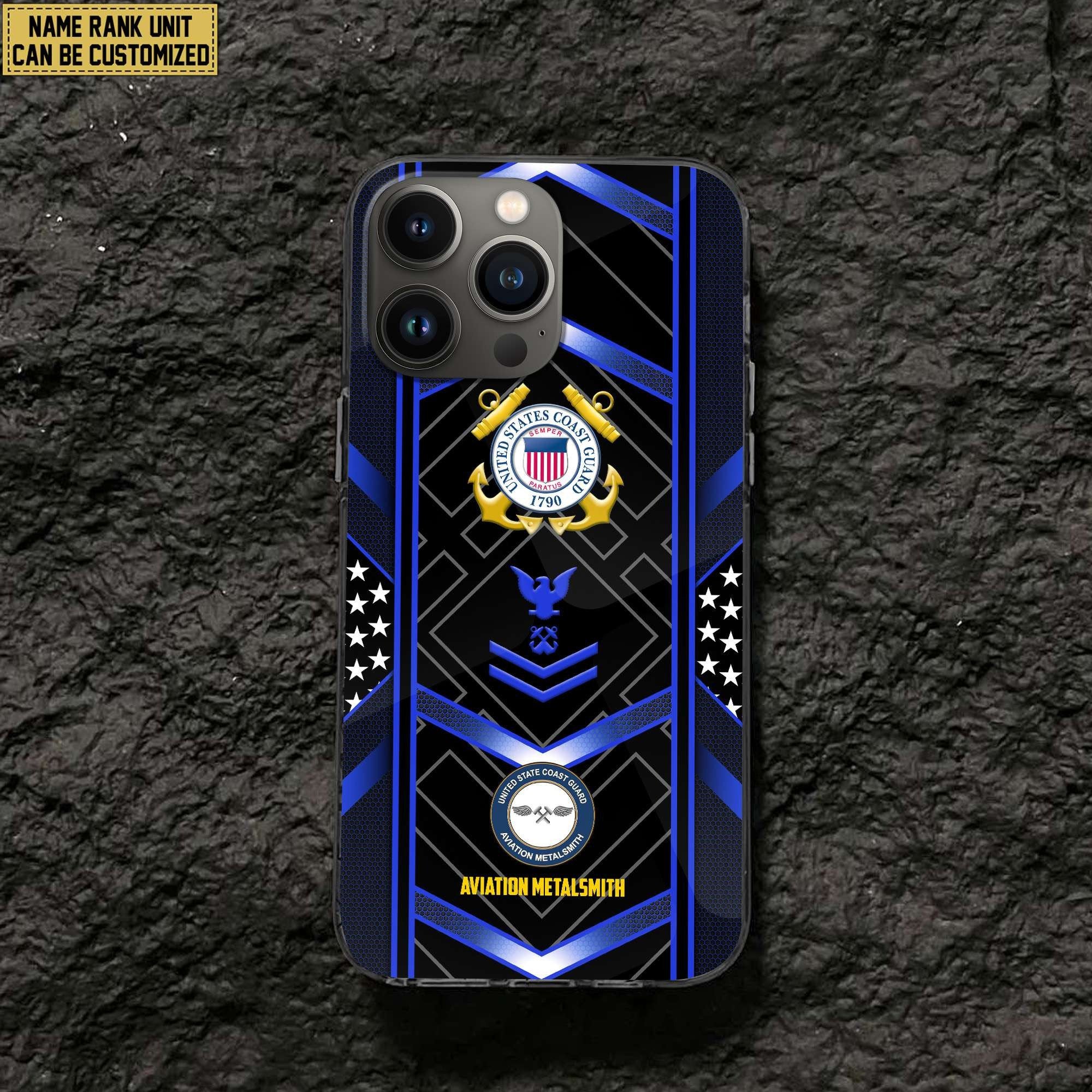 Premium Custom Name, Rank, Unit USCG Veteran Phone Case, Gifts For Dad, For Husband, Gifts For Coast Guard Veteran VPVC500005