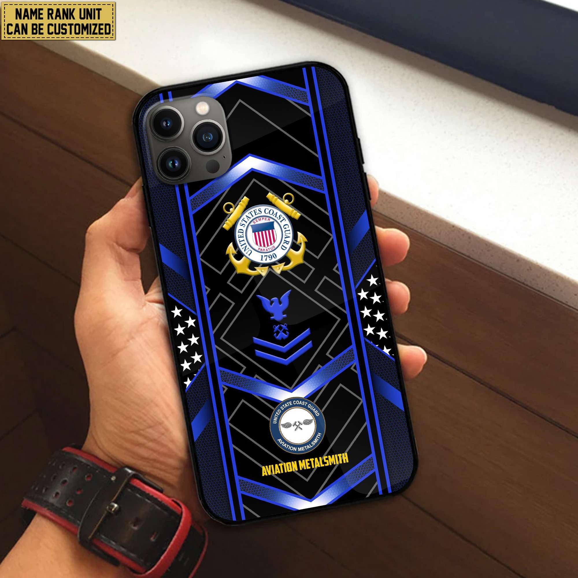 Premium Custom Name, Rank, Unit USCG Veteran Phone Case, Gifts For Dad, For Husband, Gifts For Coast Guard Veteran VPVC500005