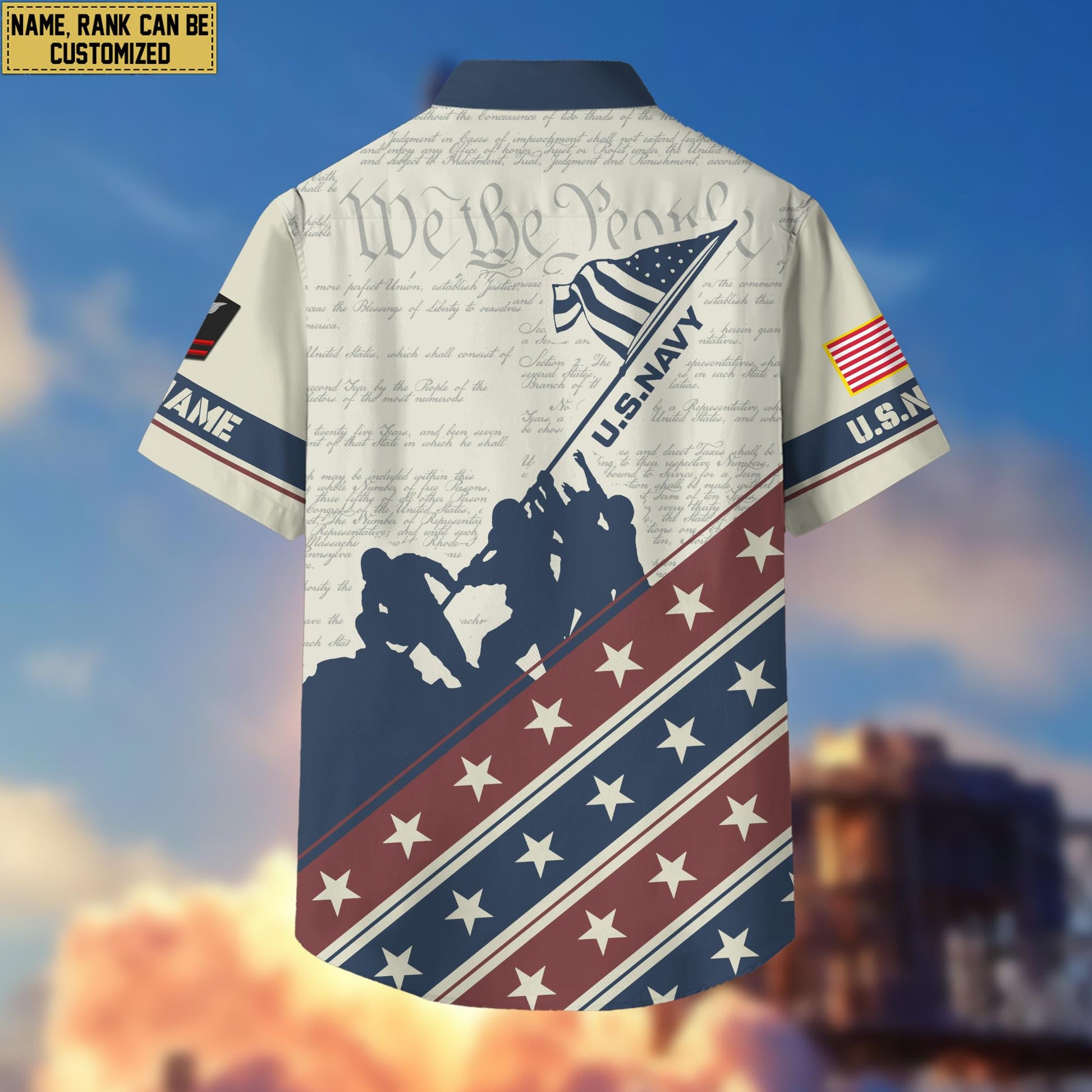 US Navy Hawaiian Shirt With Pocket, Custom Rank, Name, Gifts For Navy Veteran VPVC400702