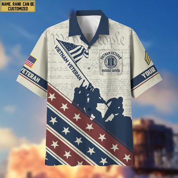 Vietnam Veteran Hawaiian Shirt With Pocket, Custom Rank, Name, Gifts For Vietnam Veteran VPVC400706