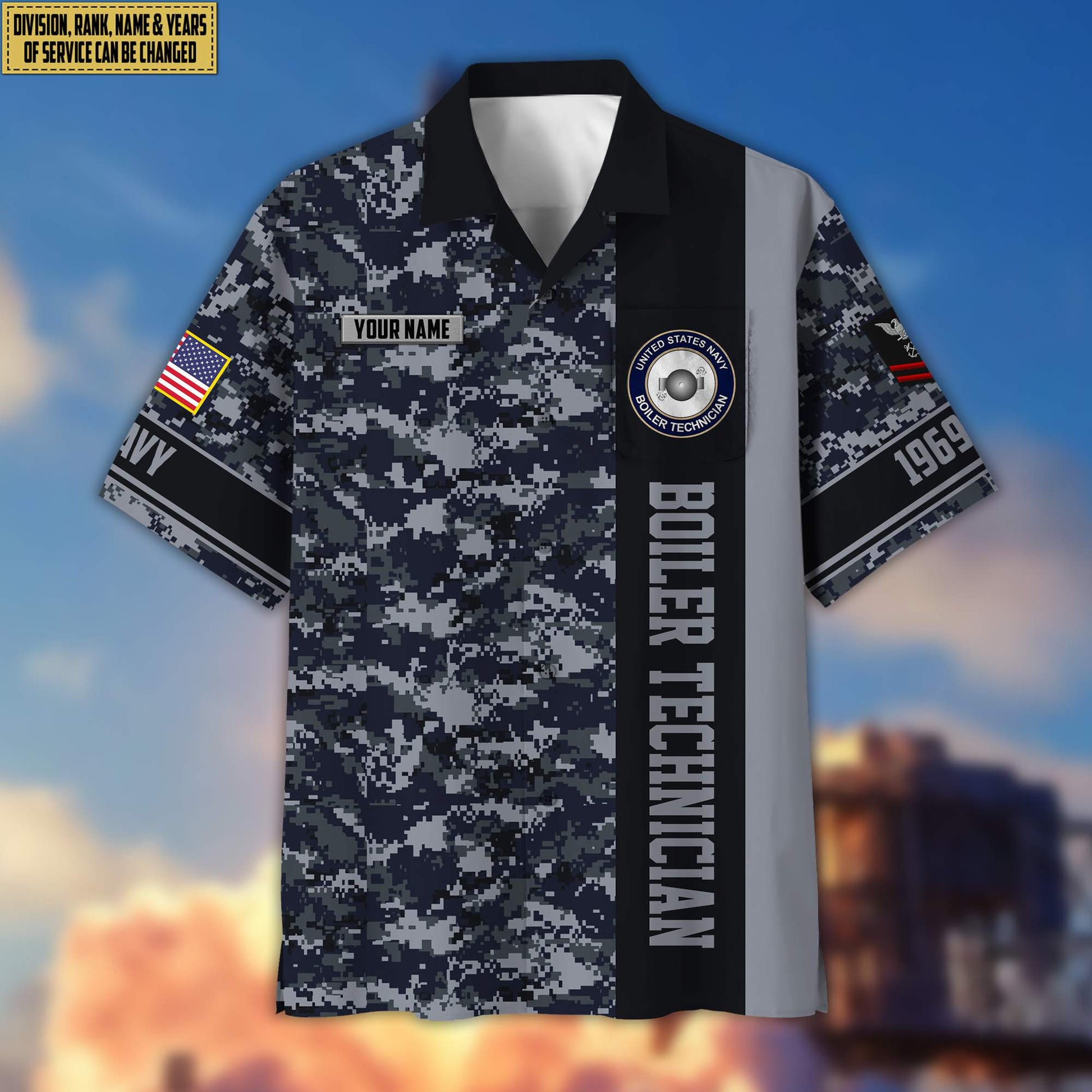 Premium Custom Rank, Name, Unit, US Navy Hawaiian Shirt With Pocket, Gifts for Navy Veteran, Gifts For Dad, For Husband Veteran VPVC401702