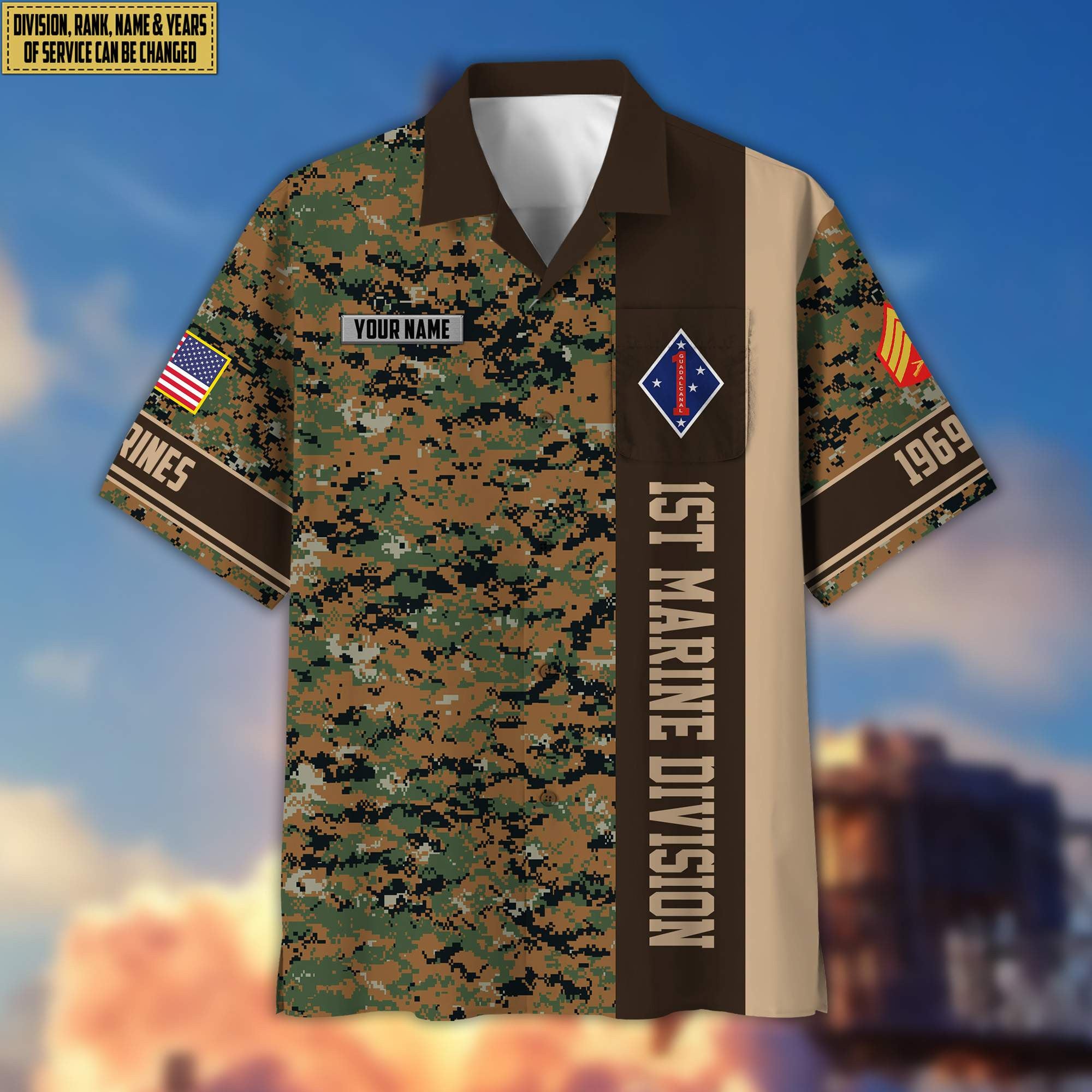 Premium Custom Rank, Name, Unit, USMC Hawaiian Shirt With Pocket, Gifts for Marine Veteran, Gifts For Dad, For Husband Veteran VPVC401703