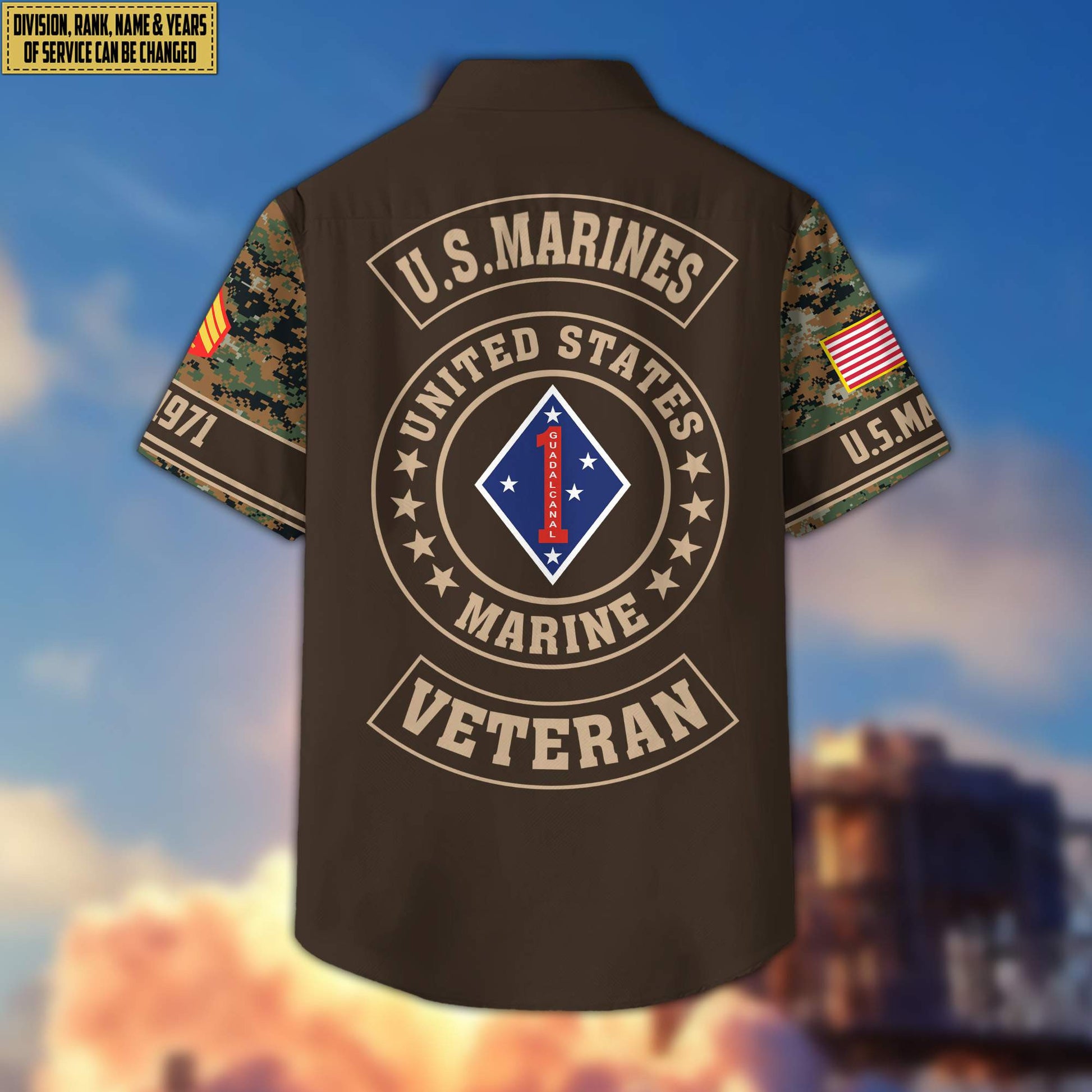 Premium Custom Rank, Name, Unit, USMC Hawaiian Shirt With Pocket, Gifts for Marine Veteran, Gifts For Dad, For Husband Veteran VPVC401703