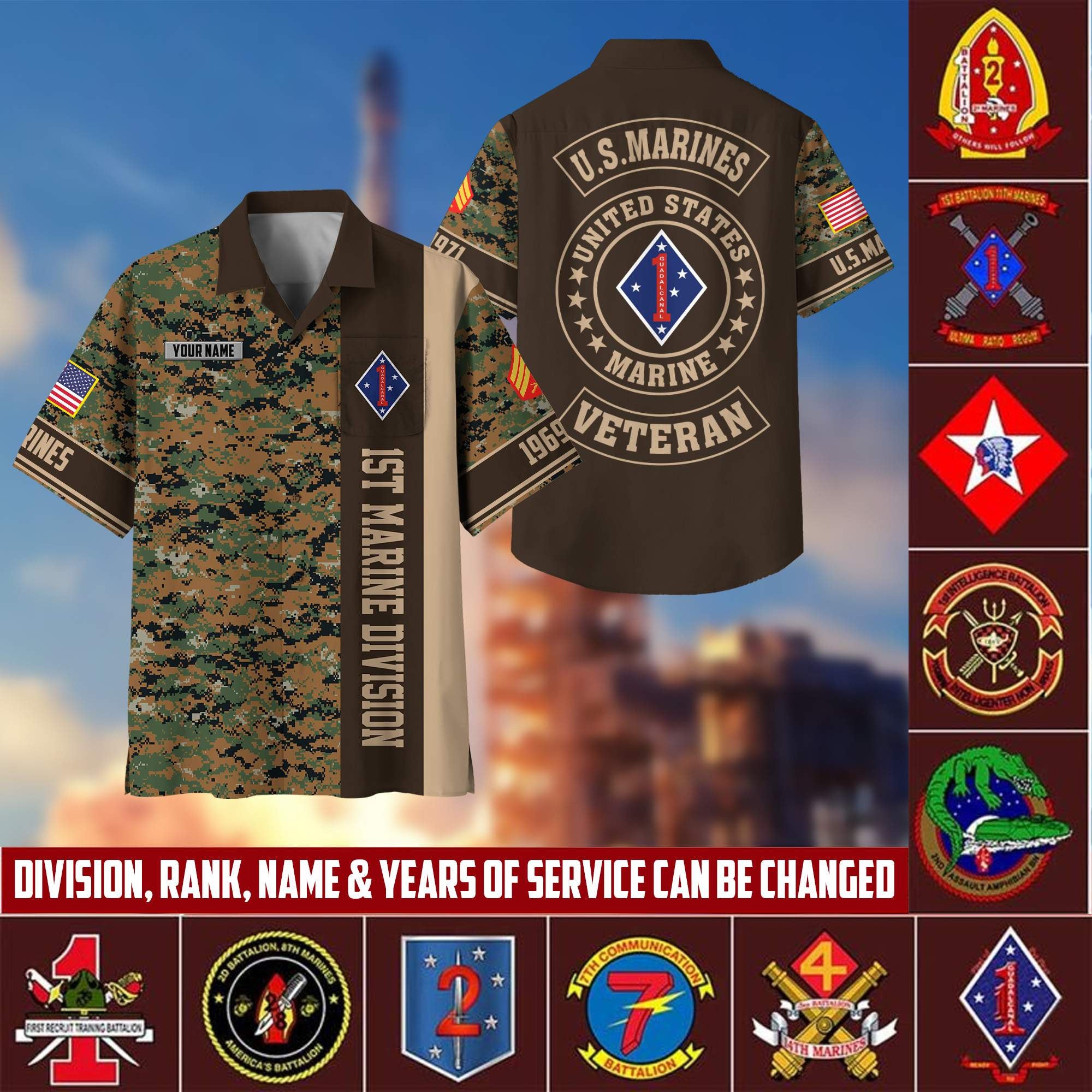 Premium Custom Rank, Name, Unit, USMC Hawaiian Shirt With Pocket, Gifts for Marine Veteran, Gifts For Dad, For Husband Veteran VPVC401703