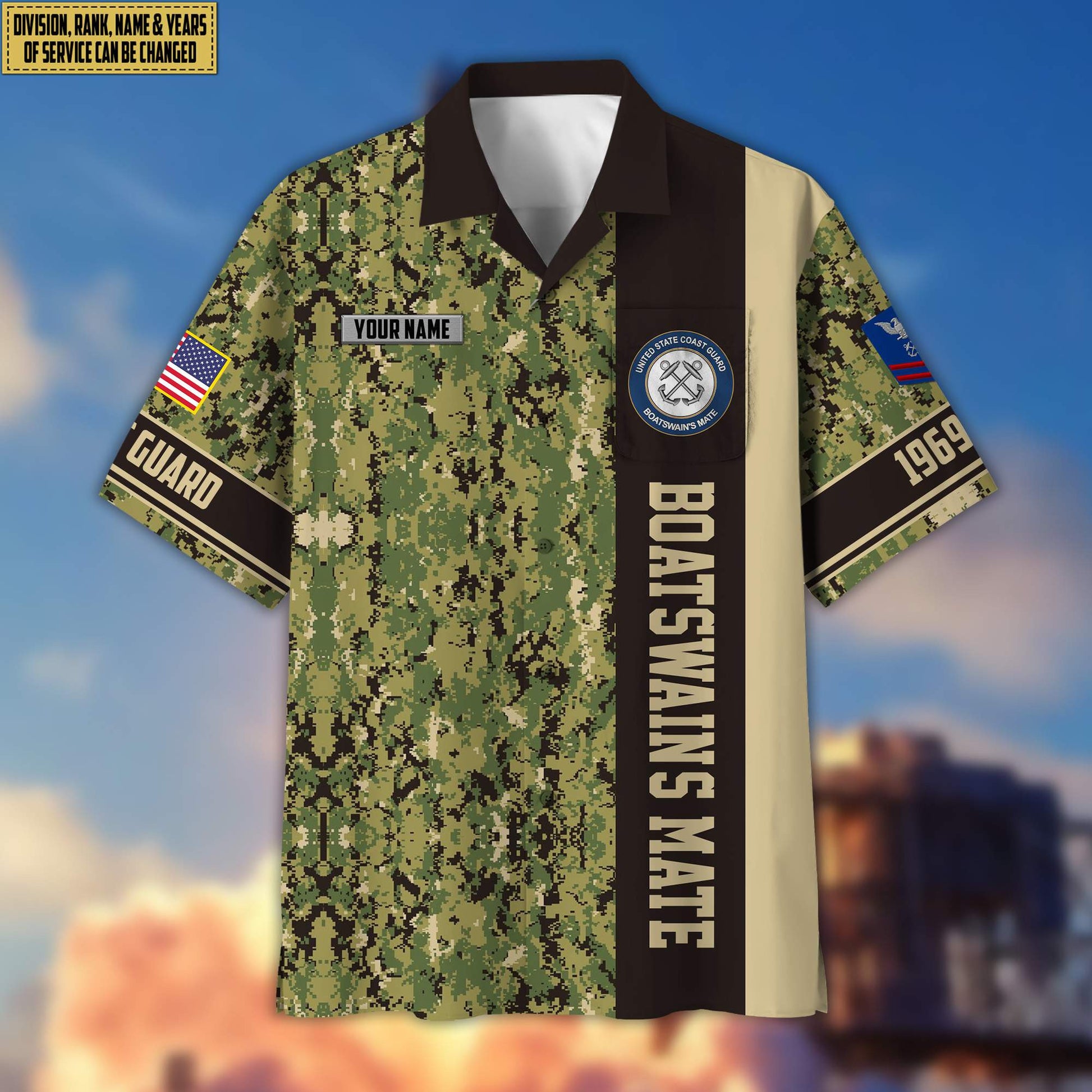 Premium Custom Rank, Name, Unit, USCG Hawaiian Shirt With Pocket, Gifts for Coast Guard Veteran, Gifts For Dad, For Husband Veteran VPVC401705