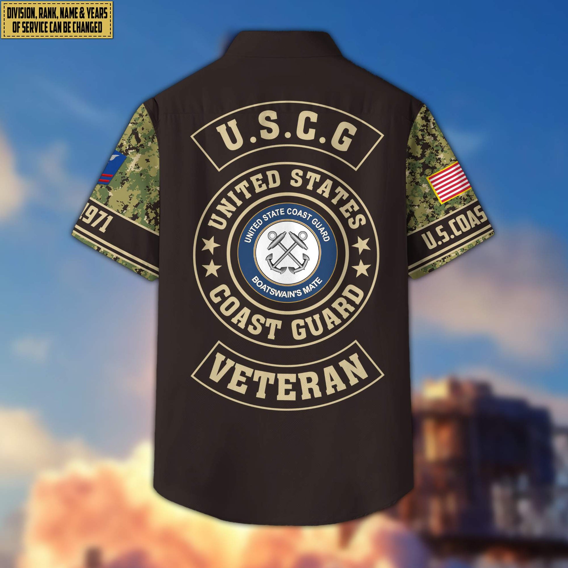 Premium Custom Rank, Name, Unit, USCG Hawaiian Shirt With Pocket, Gifts for Coast Guard Veteran, Gifts For Dad, For Husband Veteran VPVC401705
