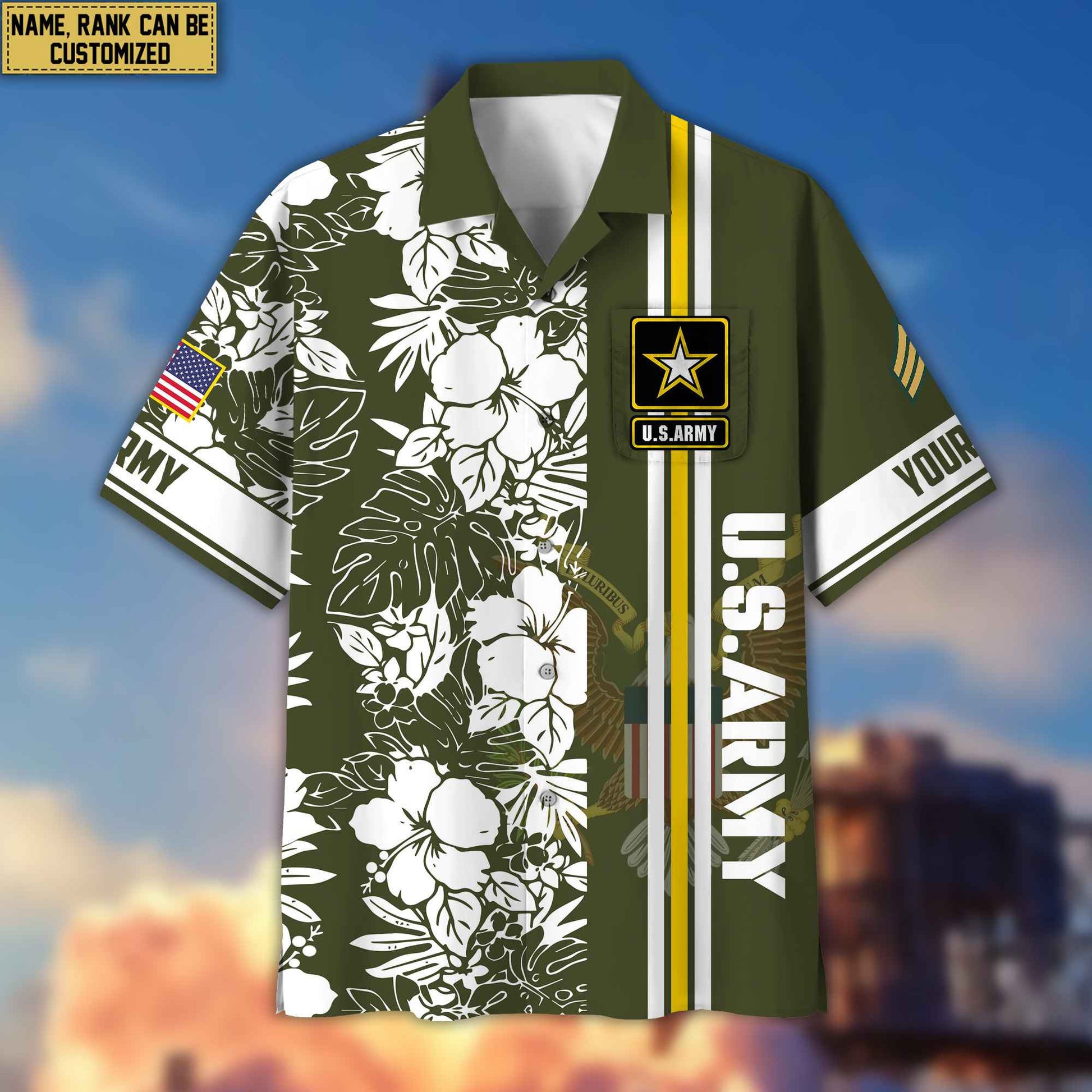 Premium Custom Name, Rank US Army Hawaiian Shirt With Pocket, Gifts For Veterans Day, Father's Day, Gifts for Army Veteran VPVC401401