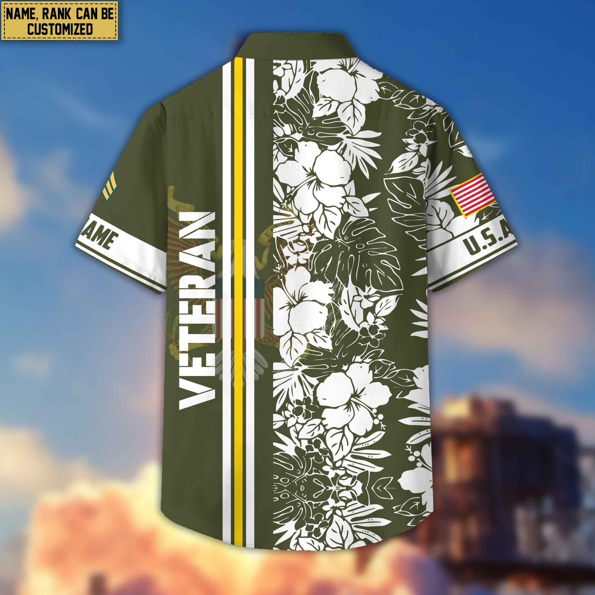 Premium Custom Name, Rank US Army Hawaiian Shirt With Pocket, Gifts For Veterans Day, Father's Day, Gifts for Army Veteran VPVC401401
