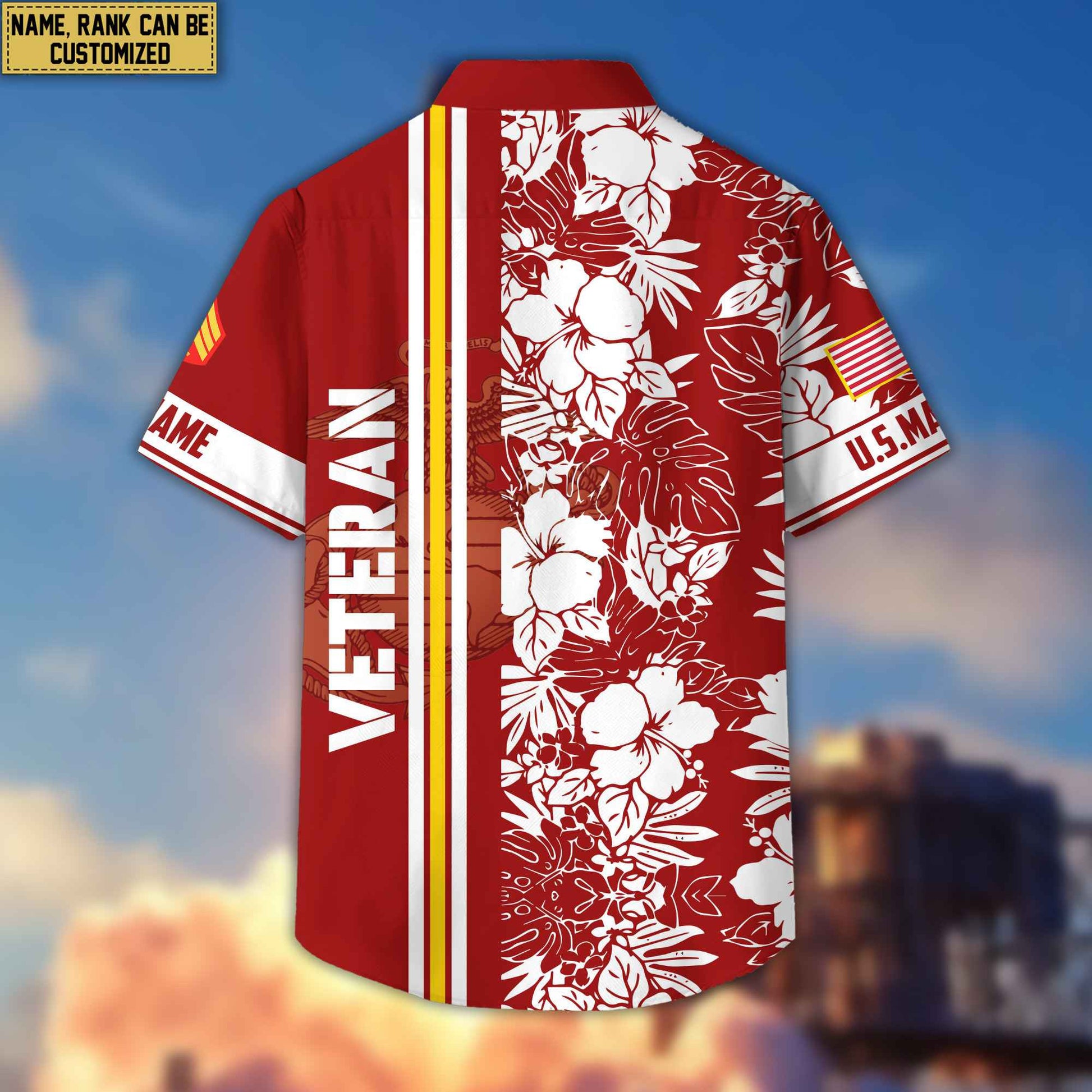 Premium Custom Name, Rank USMC Hawaiian Shirt With Pocket, Gifts For Veterans Day, Father's Day, Gifts for Marine Veteran VPVC401403