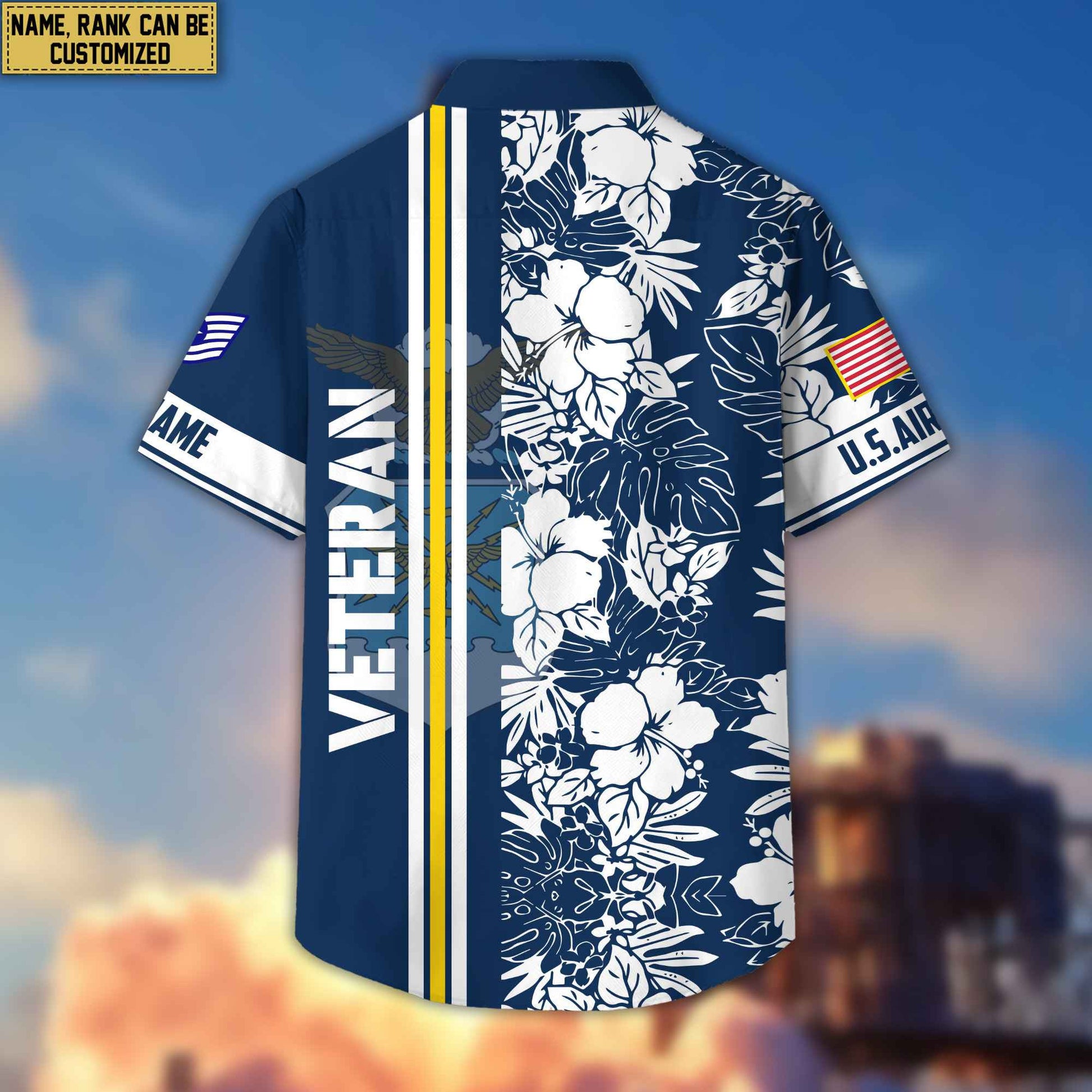 Premium Custom Name, Rank USAF Hawaiian Shirt With Pocket, Gifts For Veterans Day, Father's Day, Gifts for Air Force Veteran VPVC401404