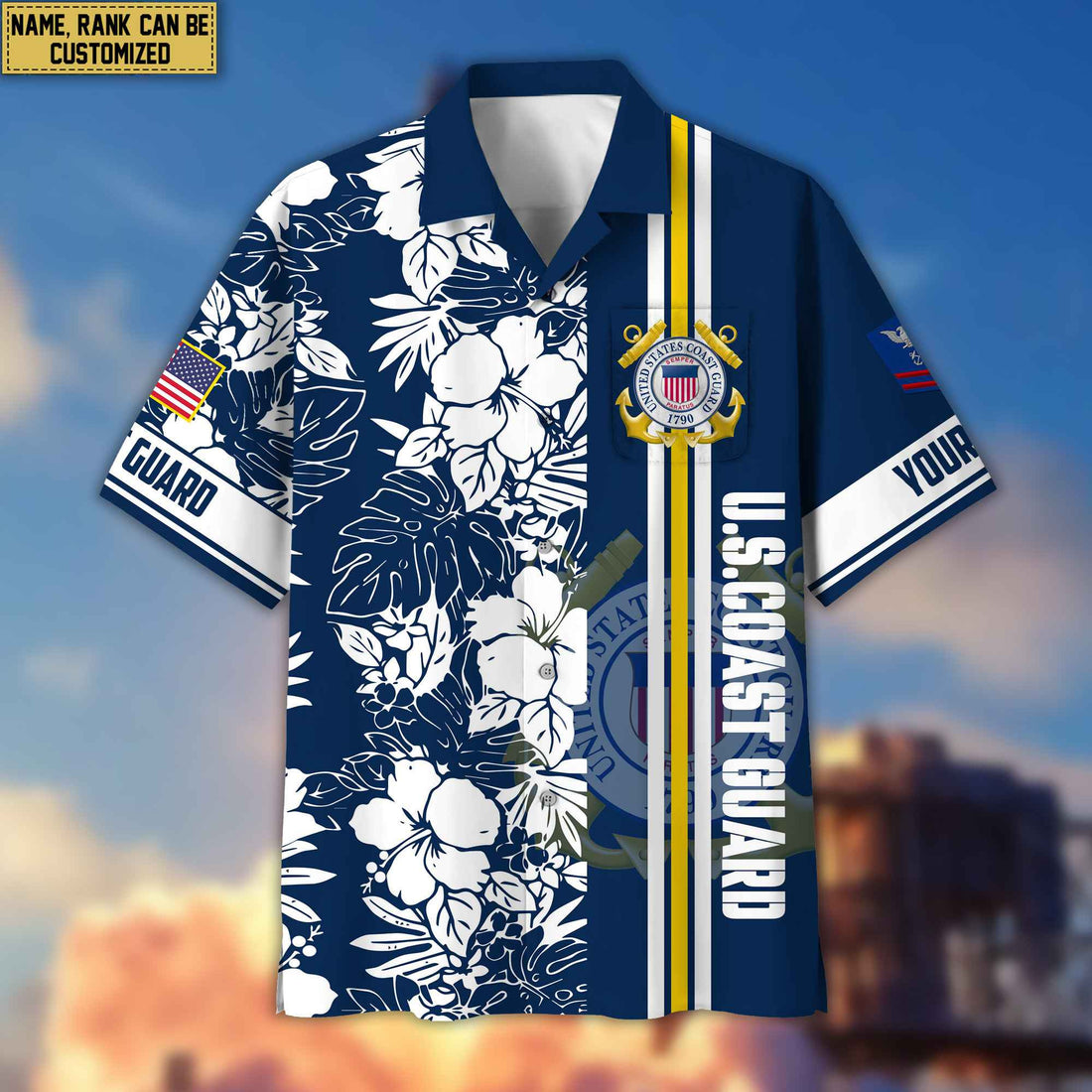 Premium Custom Name, Rank USCG Hawaiian Shirt With Pocket, Gifts For Veterans Day, Father's Day, Gifts for Coast Guard Veteran VPVC401405