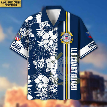 Premium Custom Name, Rank USCG Hawaiian Shirt With Pocket, Gifts For Veterans Day, Father's Day, Gifts for Coast Guard Veteran VPVC401405