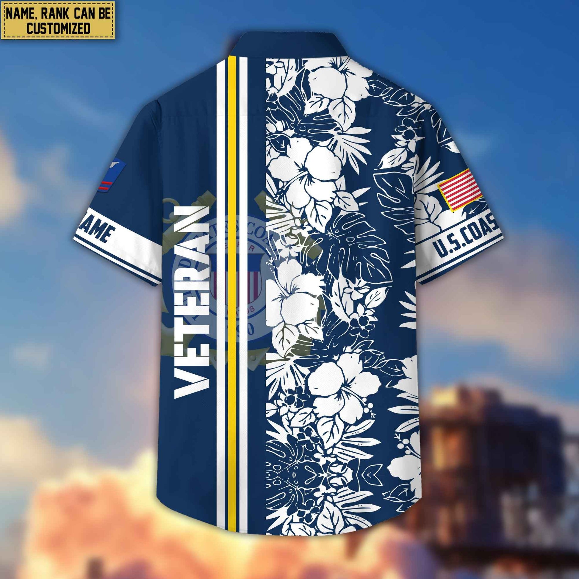 Premium Custom Name, Rank USCG Hawaiian Shirt With Pocket, Gifts For Veterans Day, Father's Day, Gifts for Coast Guard Veteran VPVC401405