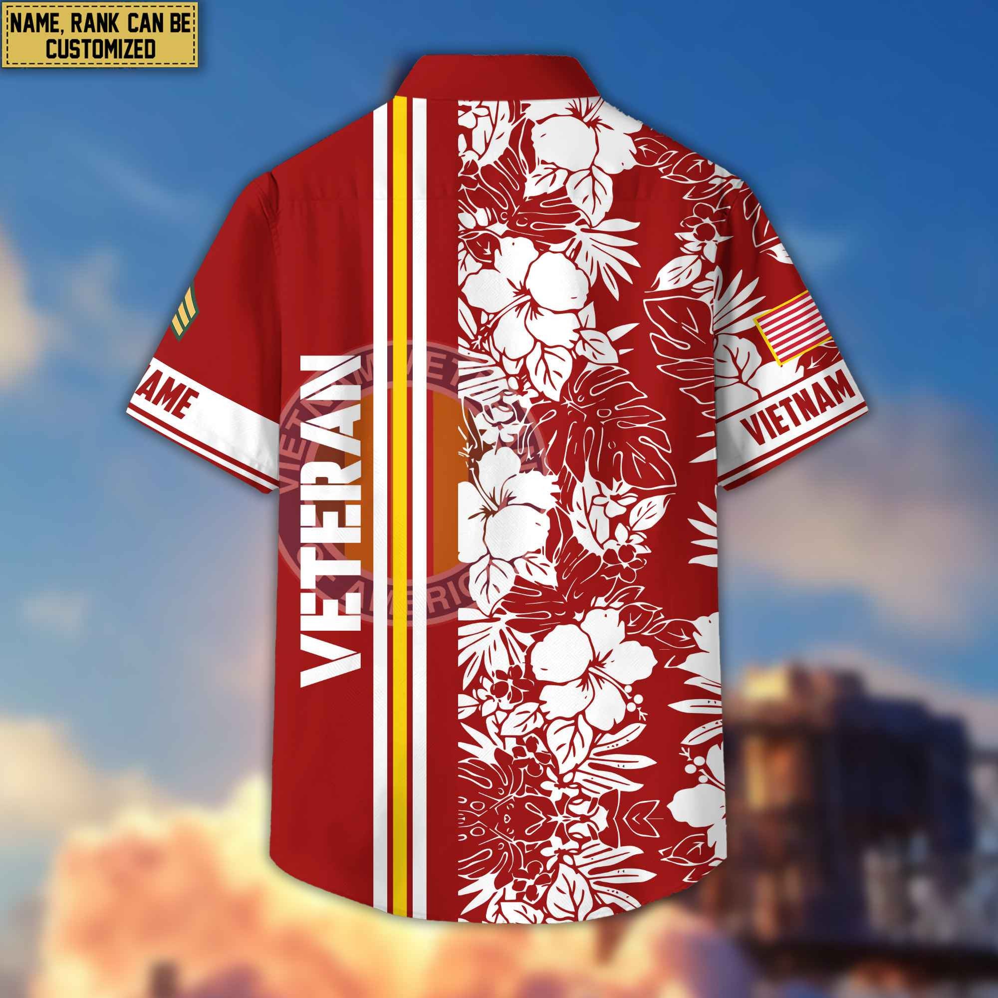 Premium Custom Name, Rank Vietnam Veteran Hawaiian Shirt With Pocket, Gifts For Veterans Day, Father's Day, Gifts for Vietnam Veteran VPVC401406
