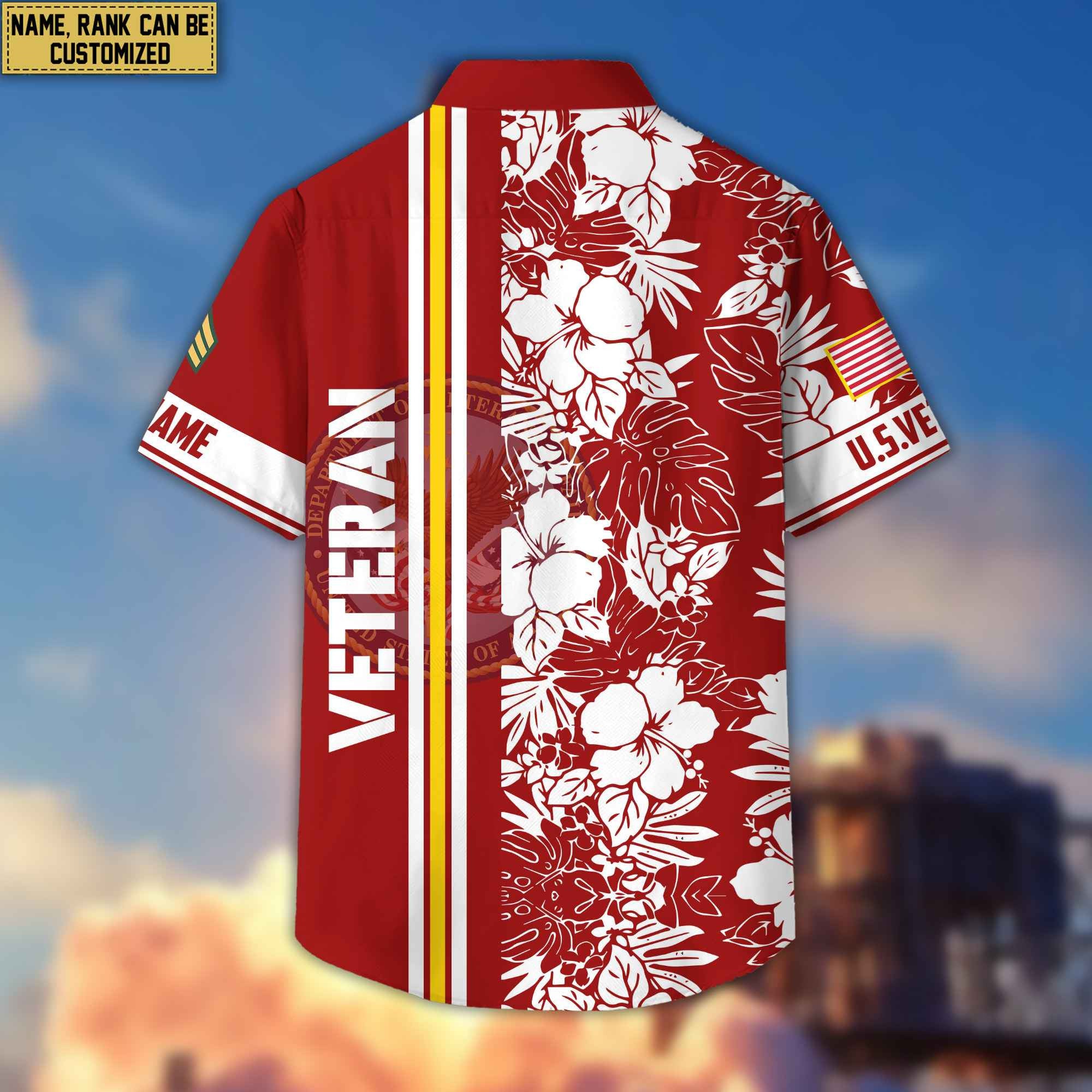 Premium Custom Name, Rank US Veteran Hawaiian Shirt With Pocket, Gifts For Veterans Day, Father's Day, Gifts for US Veteran VPVC401407