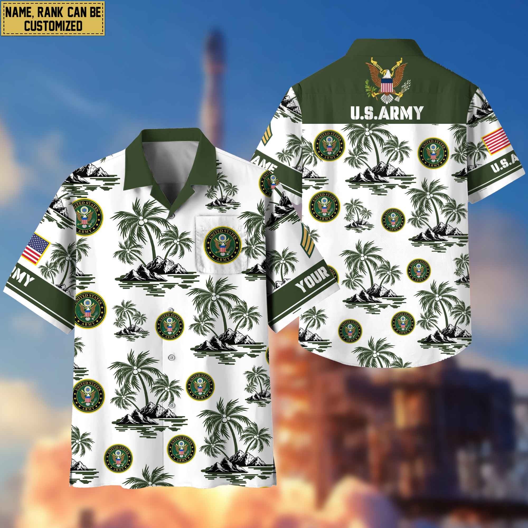 Premium Custom US Army Veteran Hawaiian Shirt With Pocket, Gifts For Veterans Day, Father's Day, Gifts for Army Veteran VPVC401901