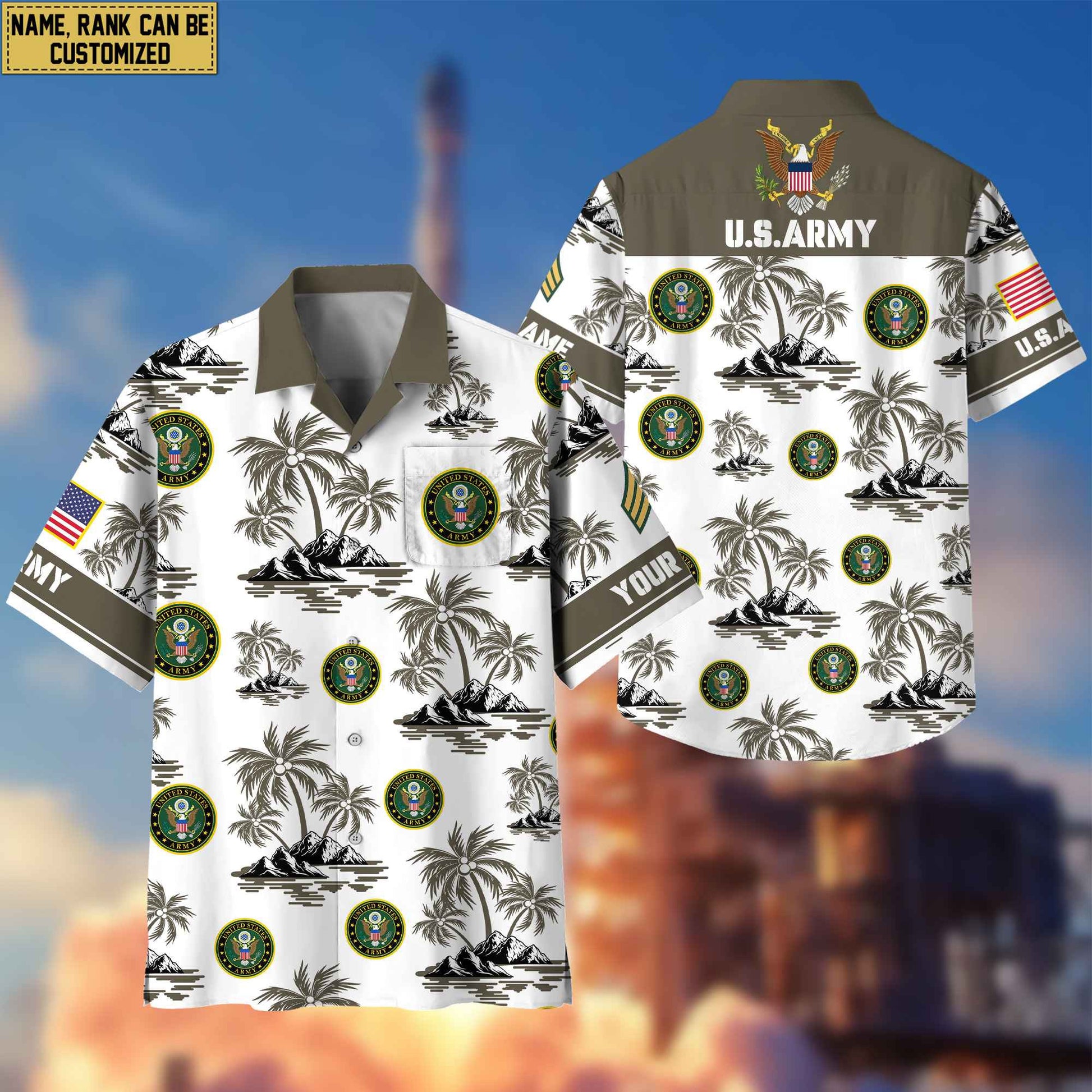 Premium Custom US Army Veteran Hawaiian Shirt With Pocket, Gifts For Veterans Day, Father's Day, Gifts for Army Veteran VPVC401901