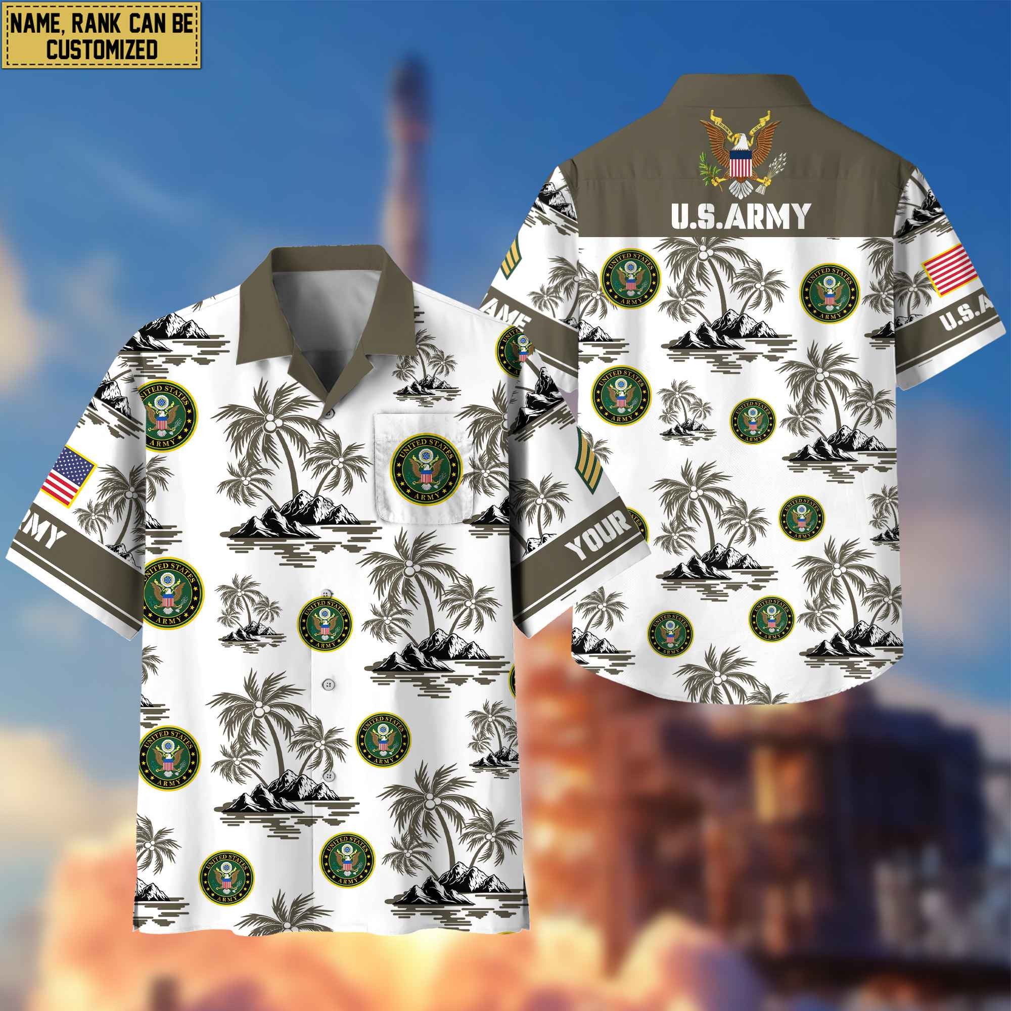 Premium Custom US Army Veteran Hawaiian Shirt With Pocket, Gifts For Veterans Day, Father's Day, Gifts for Army Veteran VPVC401901