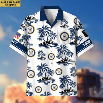 Premium Custom US Navy Veteran Hawaiian Shirt With Pocket, Gifts For Veterans Day, Father's Day, Gifts for Navy Veteran VPVC401902