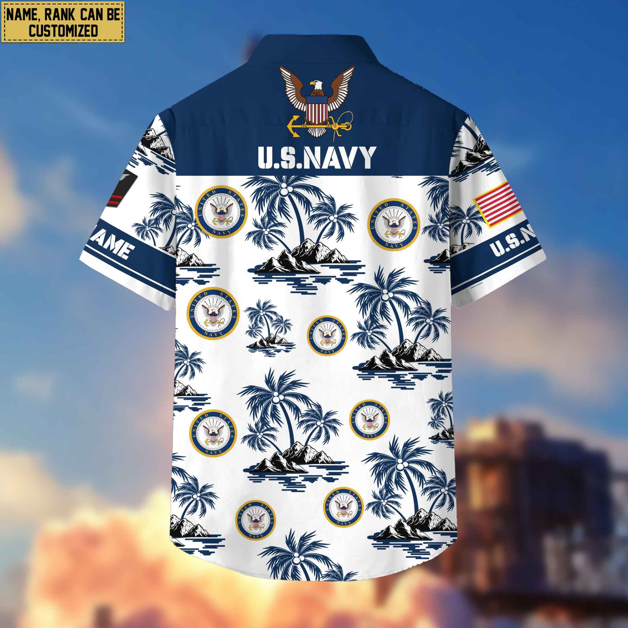 Premium Custom US Navy Veteran Hawaiian Shirt With Pocket, Gifts For Veterans Day, Father's Day, Gifts for Navy Veteran VPVC401902