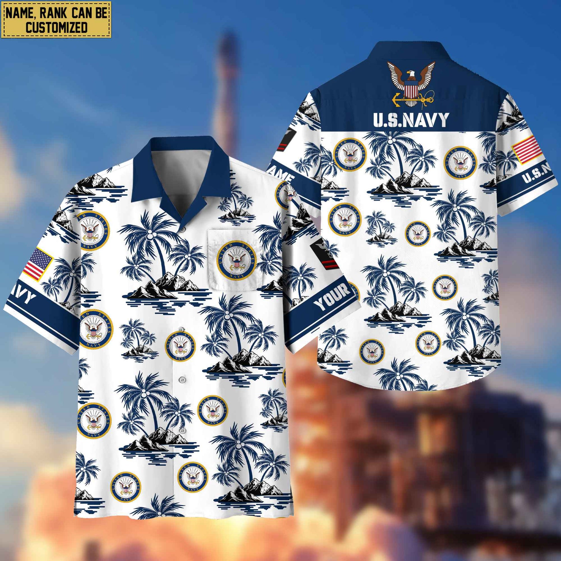 Premium Custom US Navy Veteran Hawaiian Shirt With Pocket, Gifts For Veterans Day, Father's Day, Gifts for Navy Veteran VPVC401902