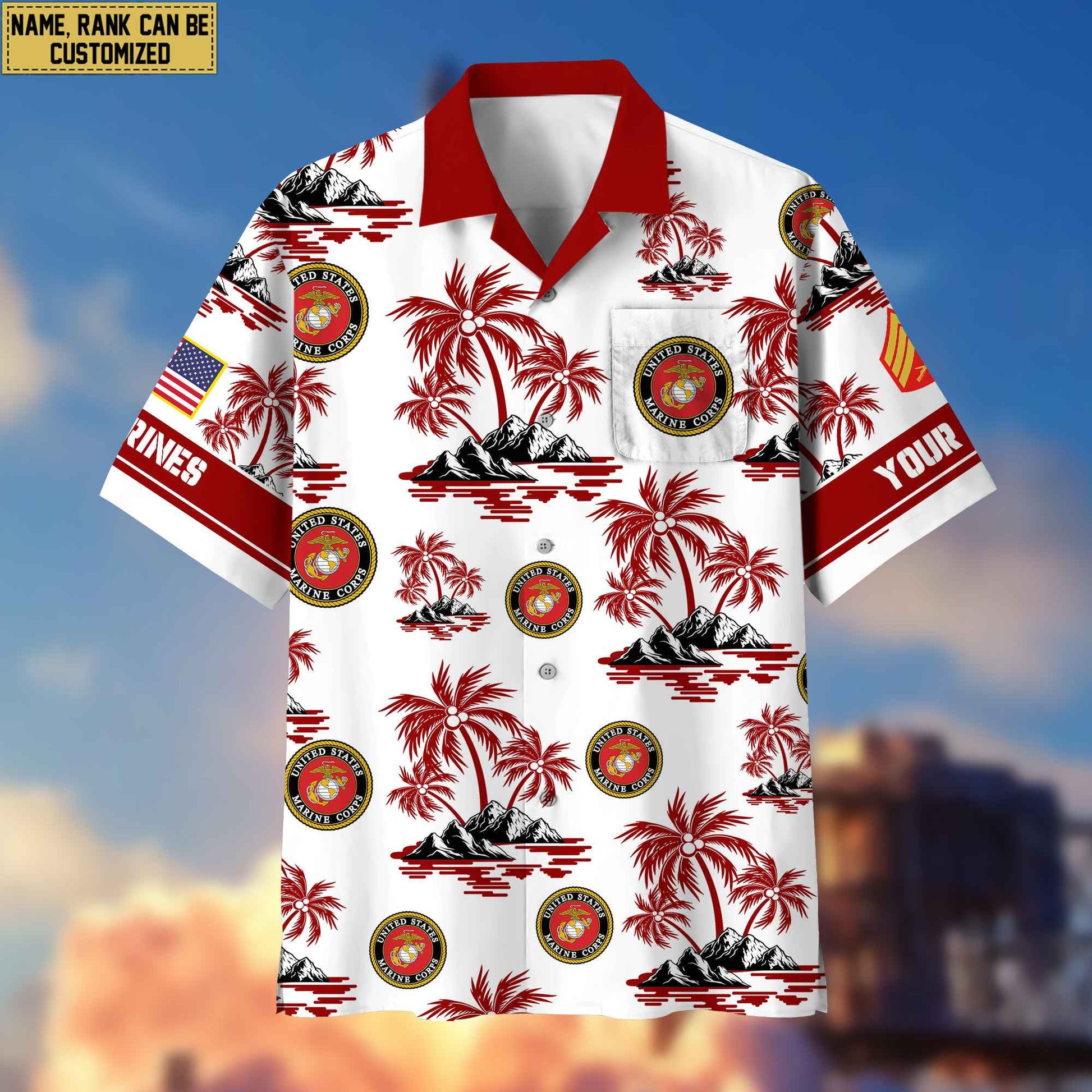 Premium Custom USMC Veteran Hawaiian Shirt With Pocket, Gifts For Veterans Day, Father's Day, Gifts for Marine Veteran VPVC401903