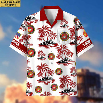 Premium Custom USMC Veteran Hawaiian Shirt With Pocket, Gifts For Veterans Day, Father's Day, Gifts for Marine Veteran VPVC401903