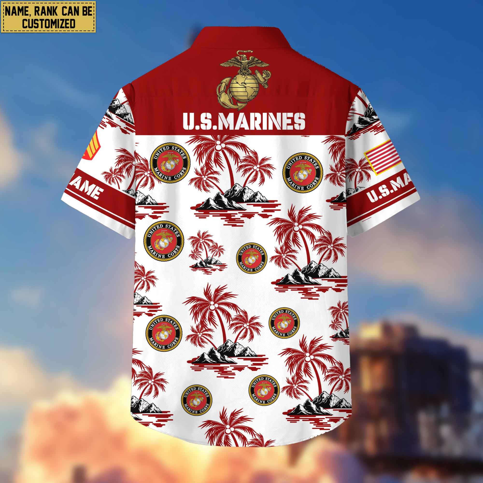 Premium Custom USMC Veteran Hawaiian Shirt With Pocket, Gifts For Veterans Day, Father's Day, Gifts for Marine Veteran VPVC401903
