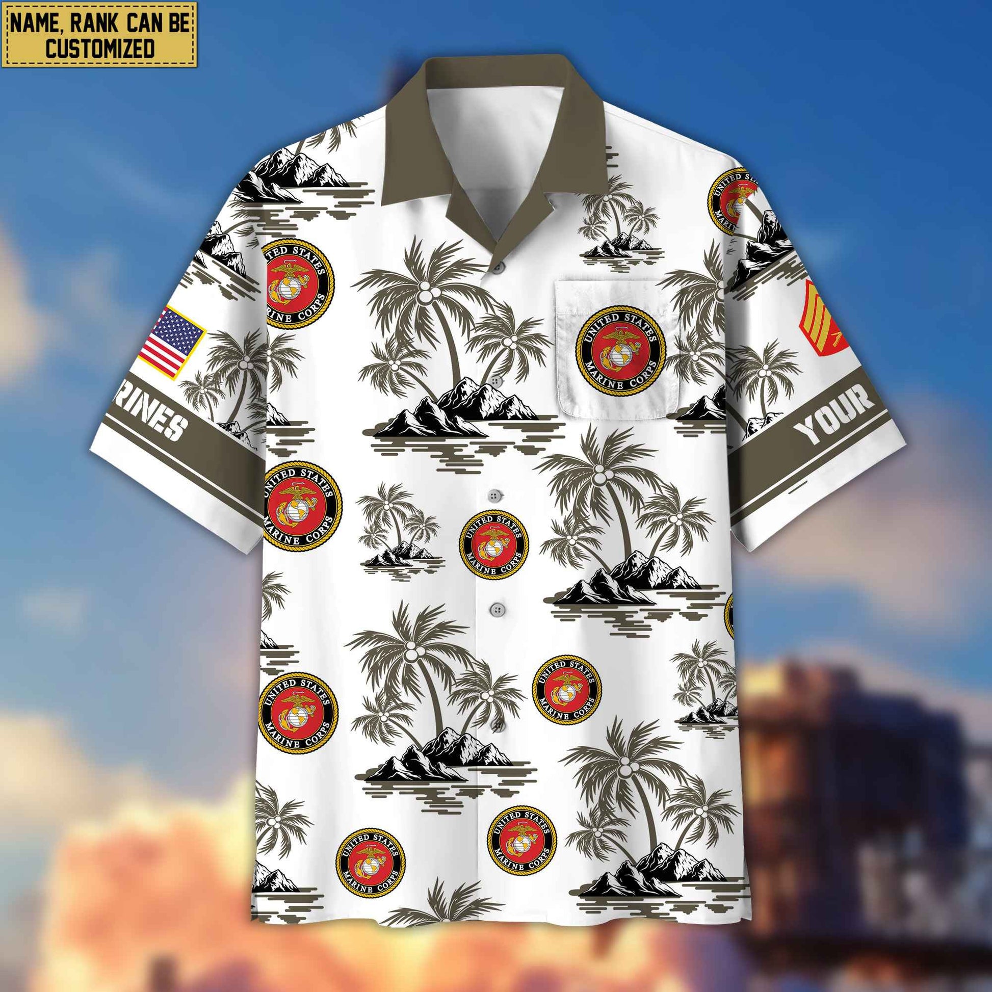 Premium Custom USMC Veteran Hawaiian Shirt With Pocket, Gifts For Veterans Day, Father's Day, Gifts for Marine Veteran VPVC401903