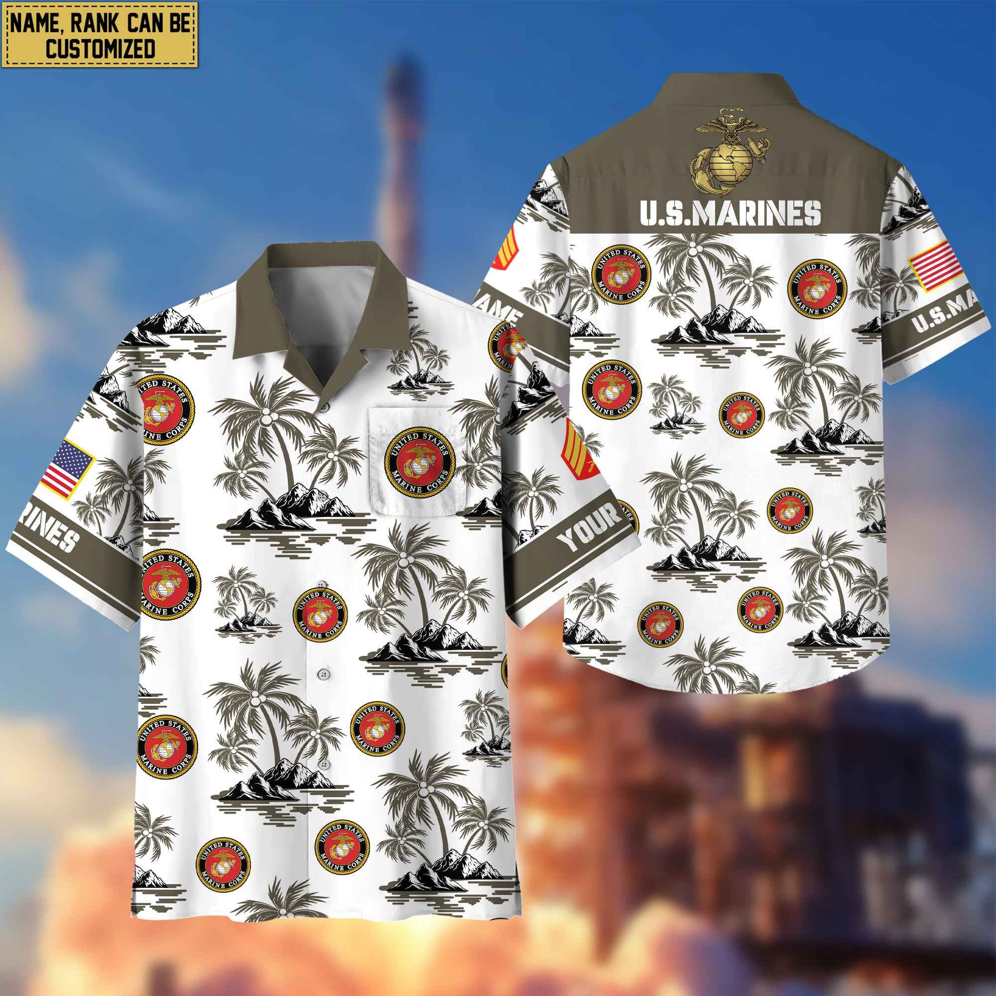 Premium Custom USMC Veteran Hawaiian Shirt With Pocket, Gifts For Veterans Day, Father's Day, Gifts for Marine Veteran VPVC401903