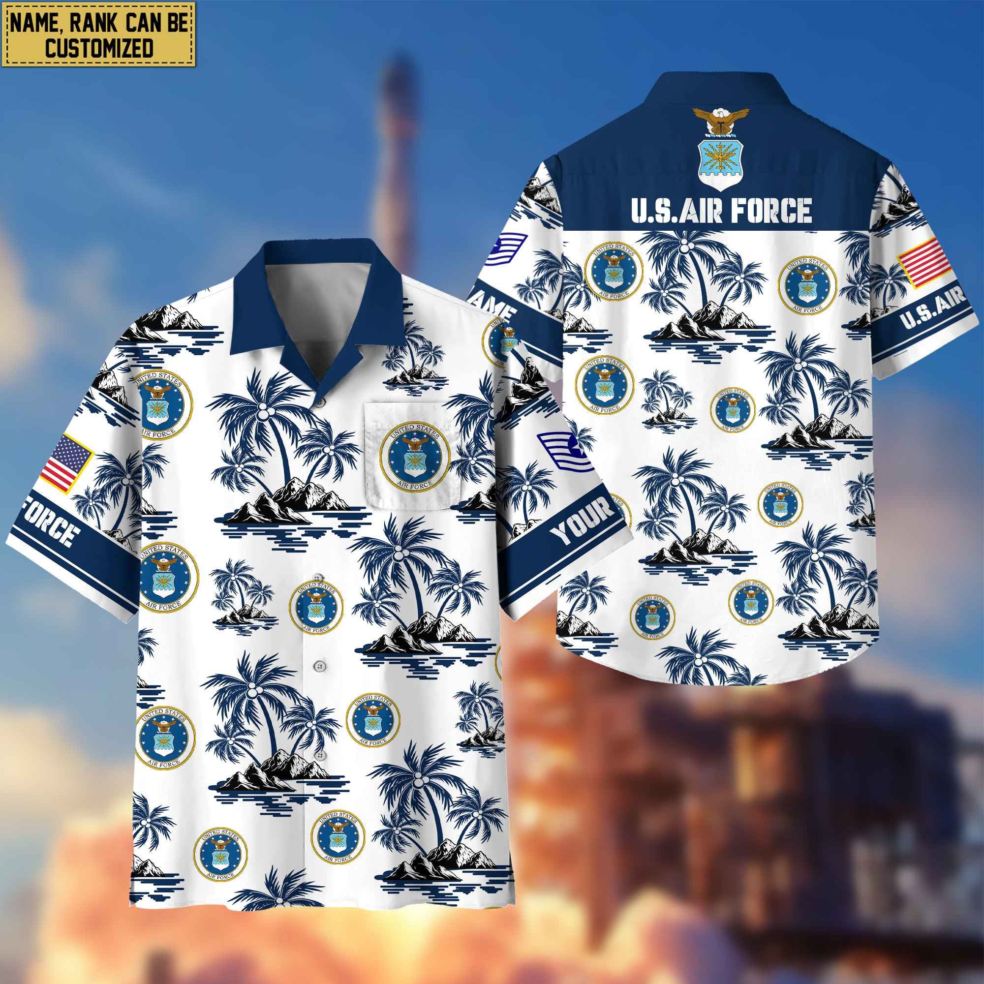 Premium Custom USAF Veteran Hawaiian Shirt With Pocket, Gifts For Veterans Day, Father's Day, Gifts for Air Force Veteran VPVC401904
