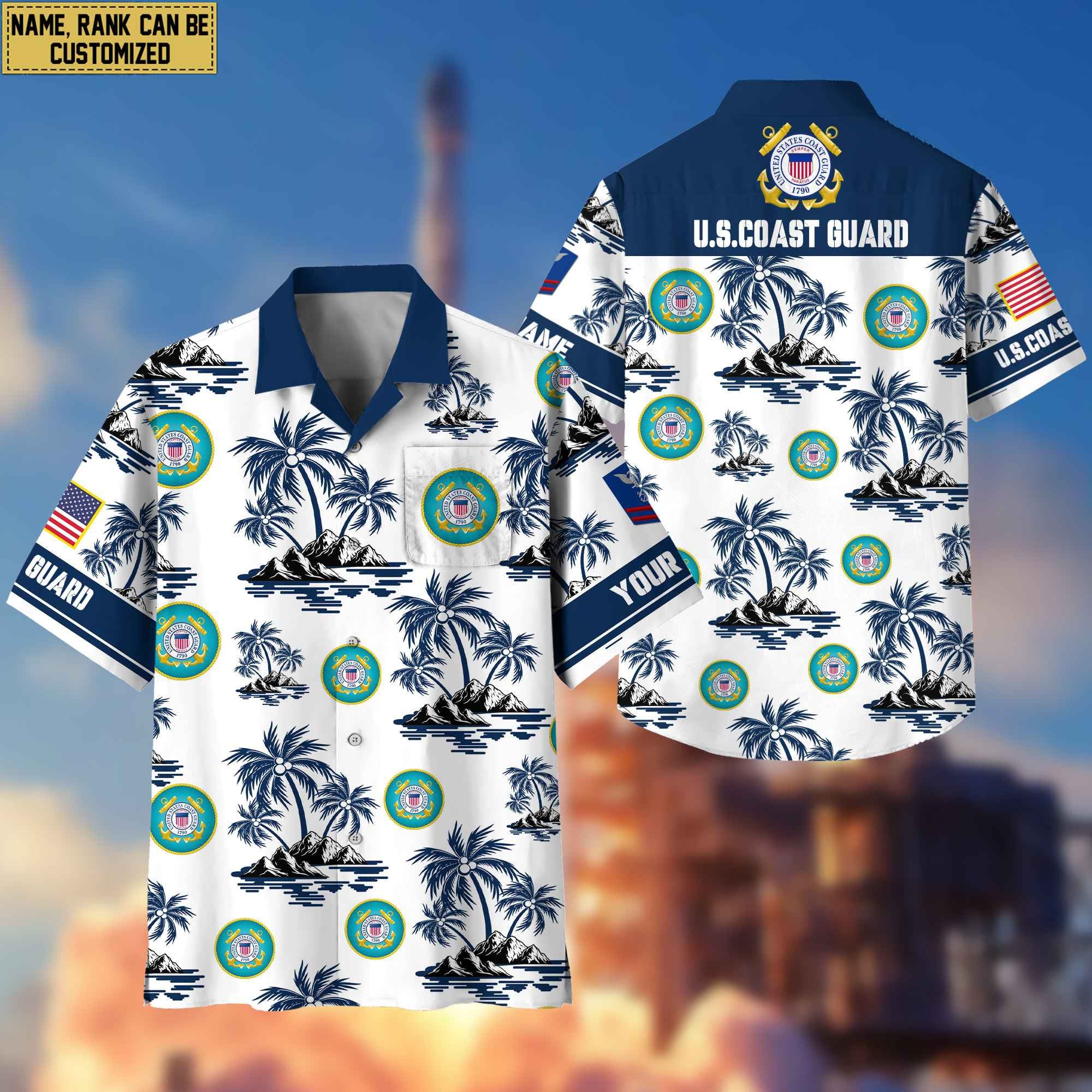 Premium Custom USCG Veteran Hawaiian Shirt With Pocket, Gifts For Veterans Day, Father's Day, Gifts for Coast Guard Veteran VPVC401905