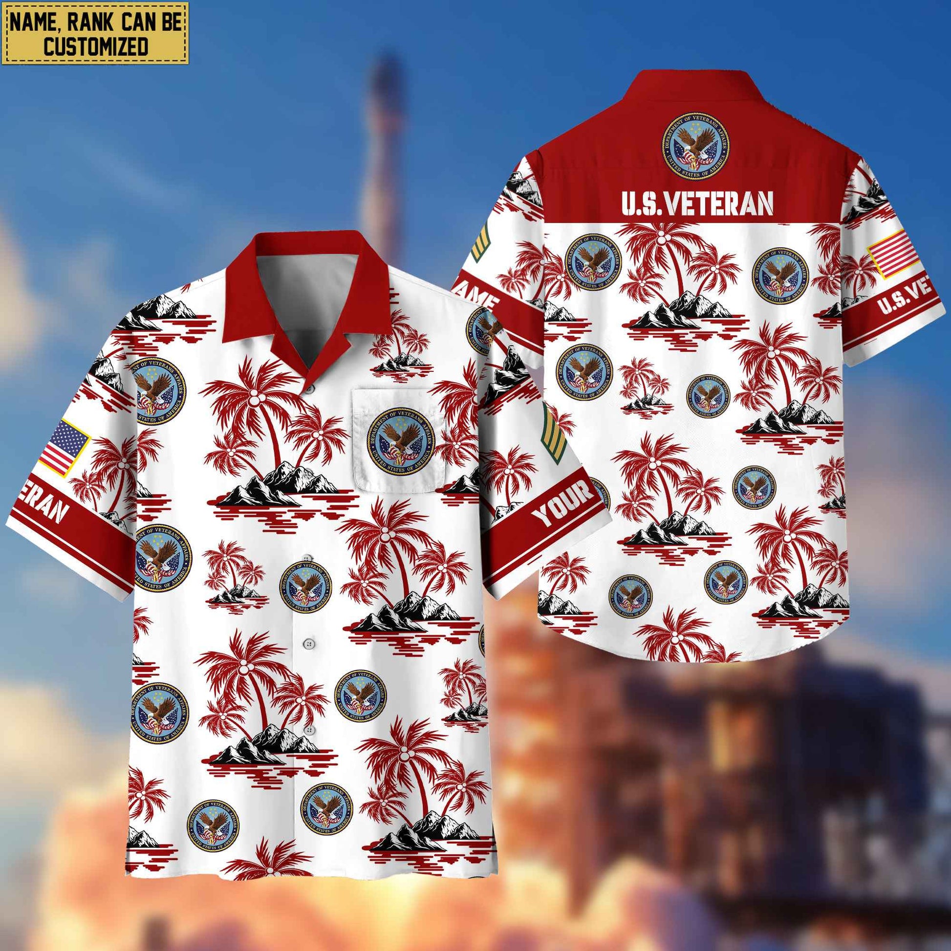 Premium Custom US Veteran Hawaiian Shirt With Pocket, Gifts For Veterans Day, Father's Day, Gifts for US Veteran VPVC401907