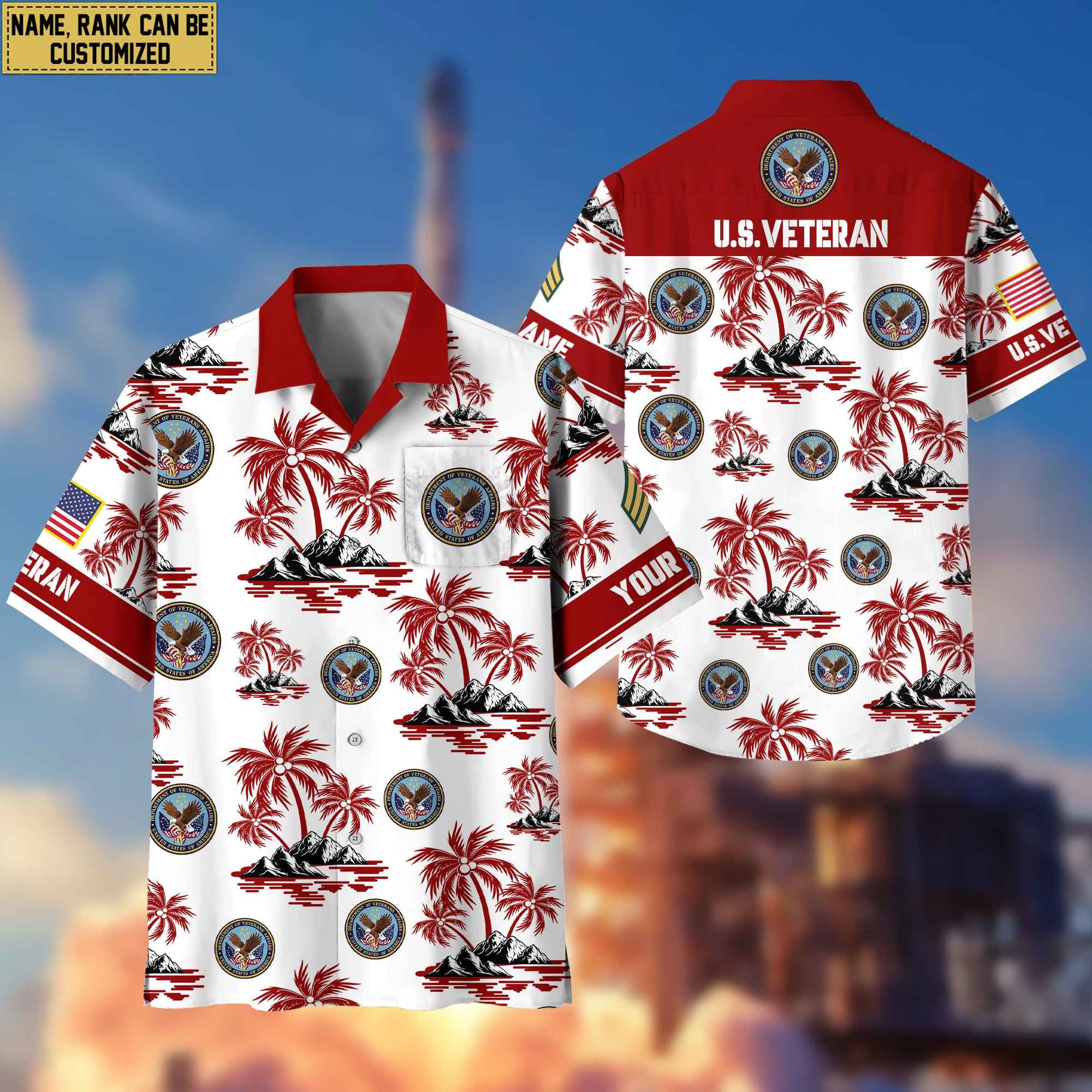 Premium Custom US Veteran Hawaiian Shirt With Pocket, Gifts For Veterans Day, Father's Day, Gifts for US Veteran VPVC401907